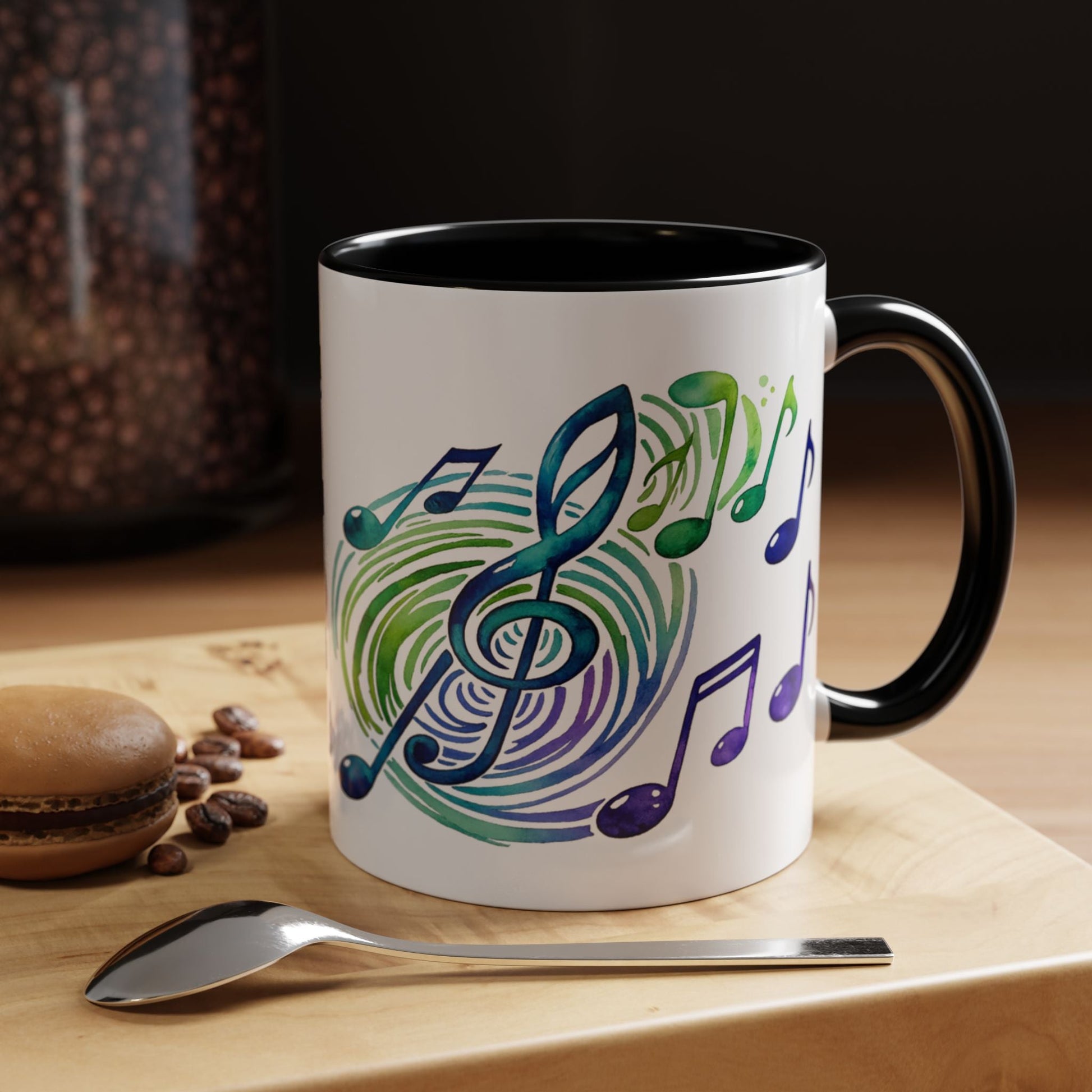 Musical Notes Accent Coffee Mug | Music Lover Mug | Gift for Singers, Musicians & Music Fans | Ceramic Accent Mug - SJM Print Store