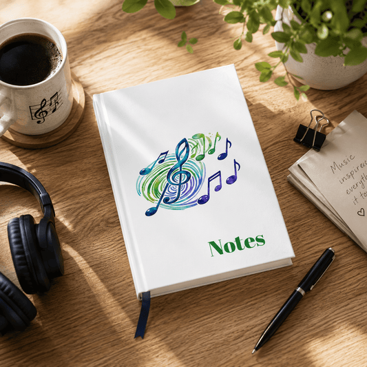 Musical Notes Hardback Journal | Hardcover Notebook | Music Lover Journal | Gift for Singers, Musicians & Music Fans - SJM Print Store