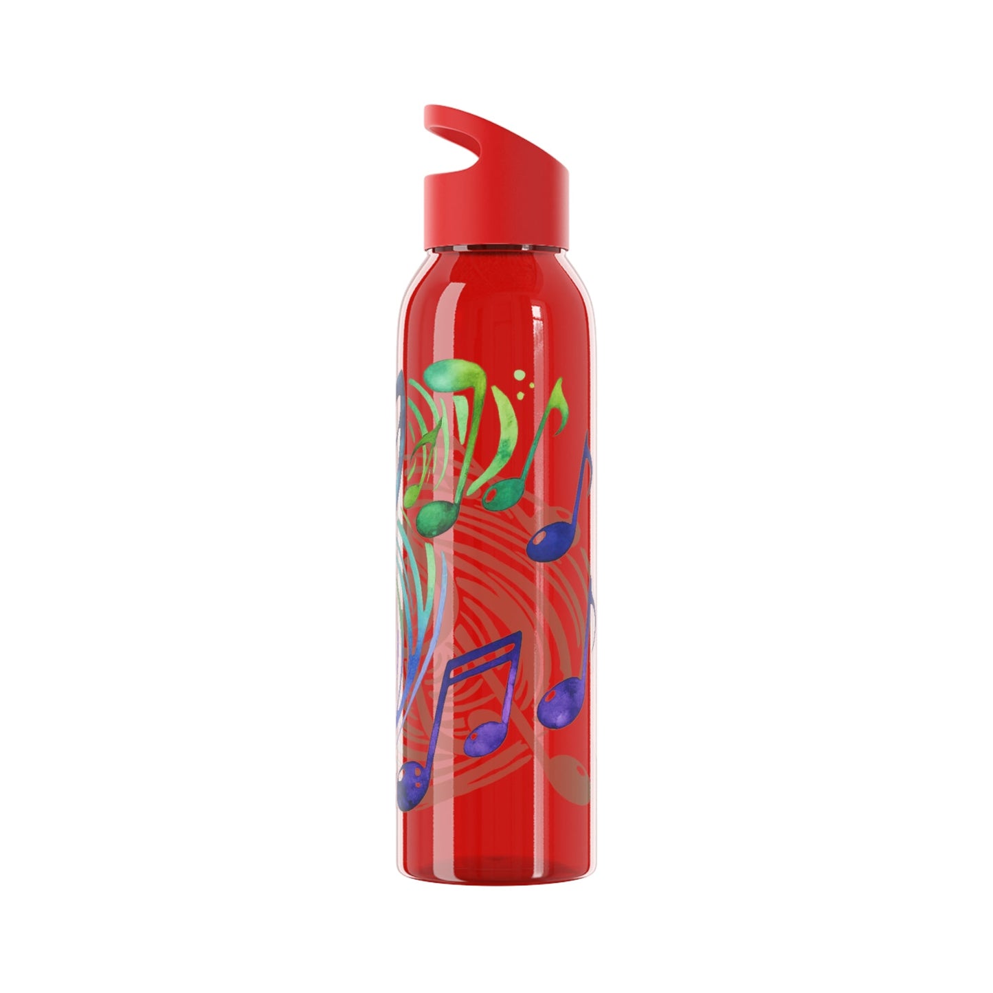 Musical Notes Plastic Water Bottle | Reusable Water Bottle | Music Lover Gift | Gift for Singers, Musicians & Music Fans | 20oz Clear Bottle - SJM Print Store