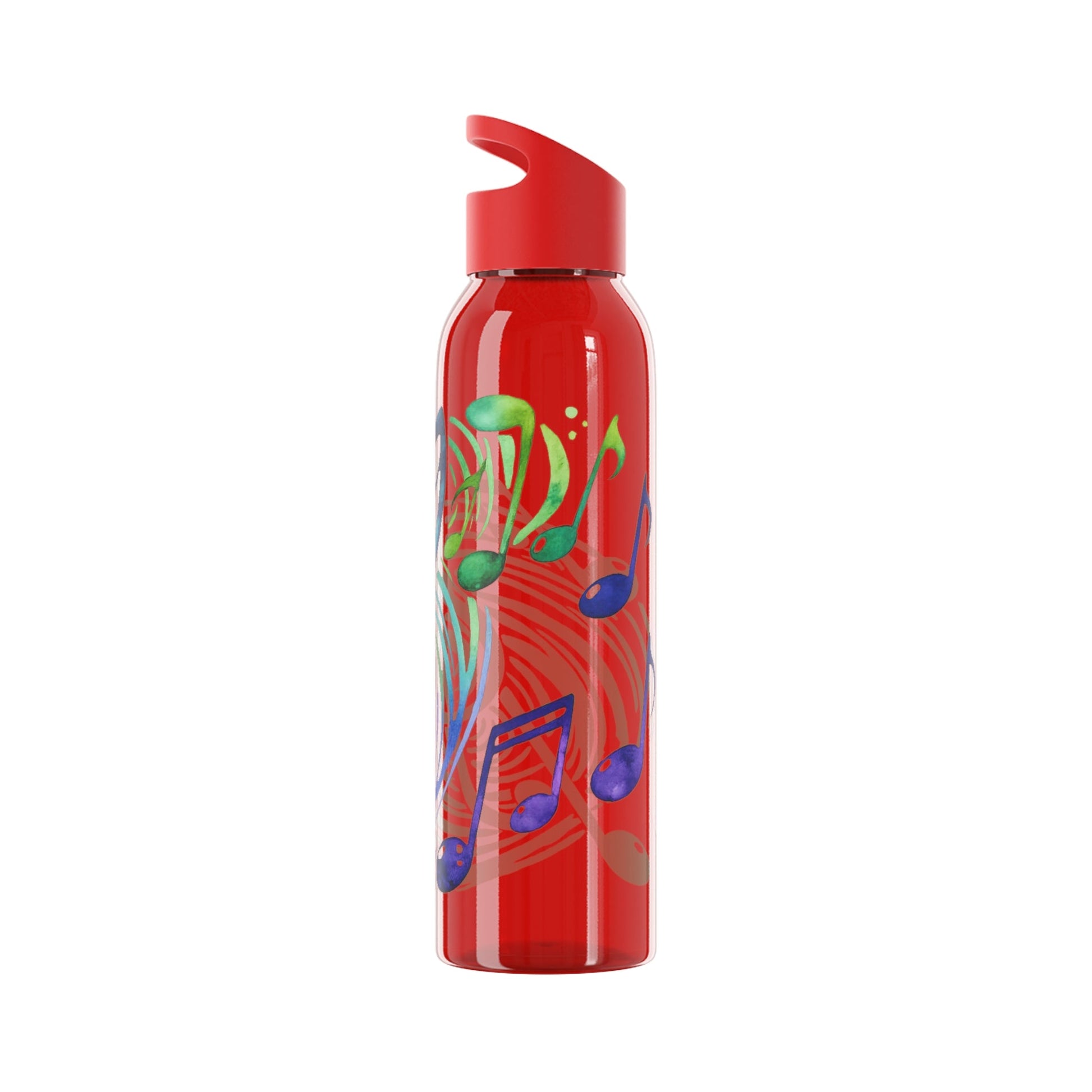 Musical Notes Plastic Water Bottle | Reusable Water Bottle | Music Lover Gift | Gift for Singers, Musicians & Music Fans | 20oz Clear Bottle - SJM Print Store