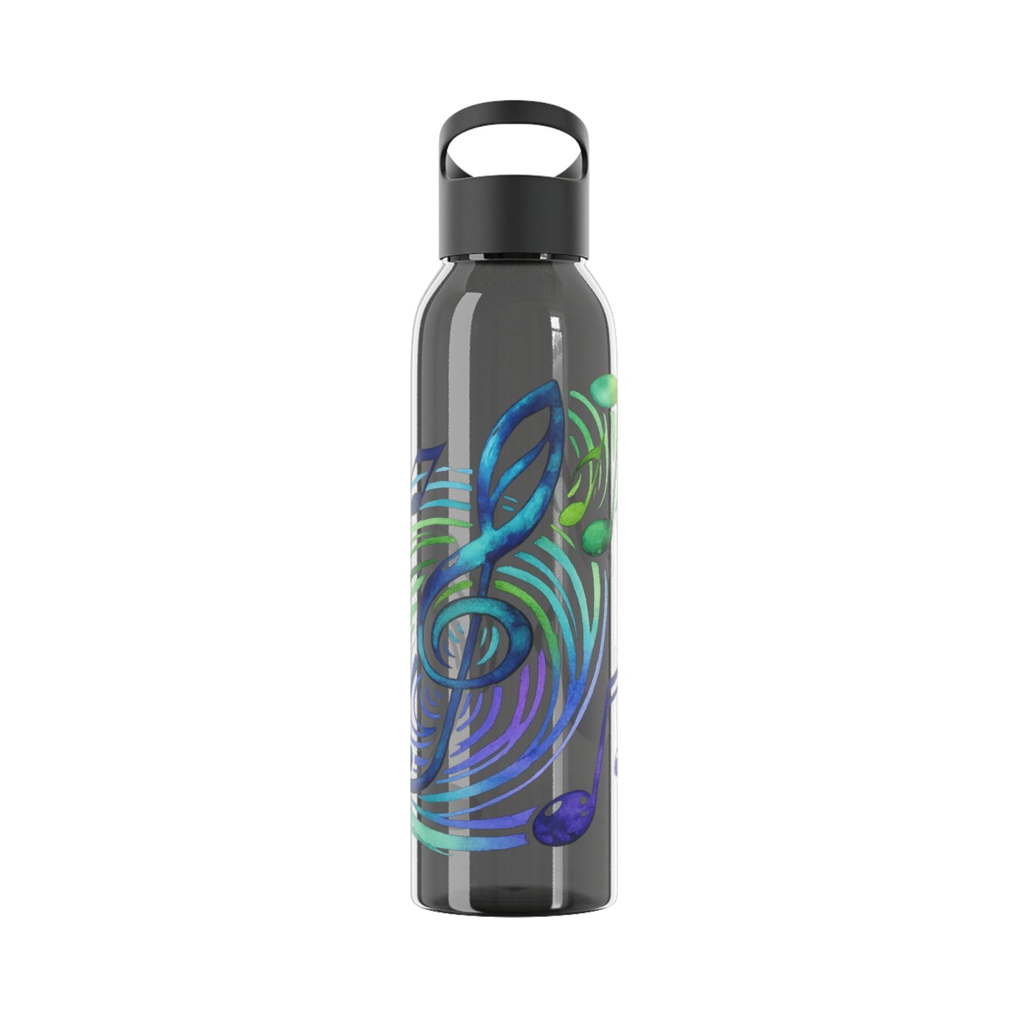 Musical Notes Plastic Water Bottle | Reusable Water Bottle | Music Lover Gift | Gift for Singers, Musicians & Music Fans | 20oz Clear Bottle - SJM Print Store