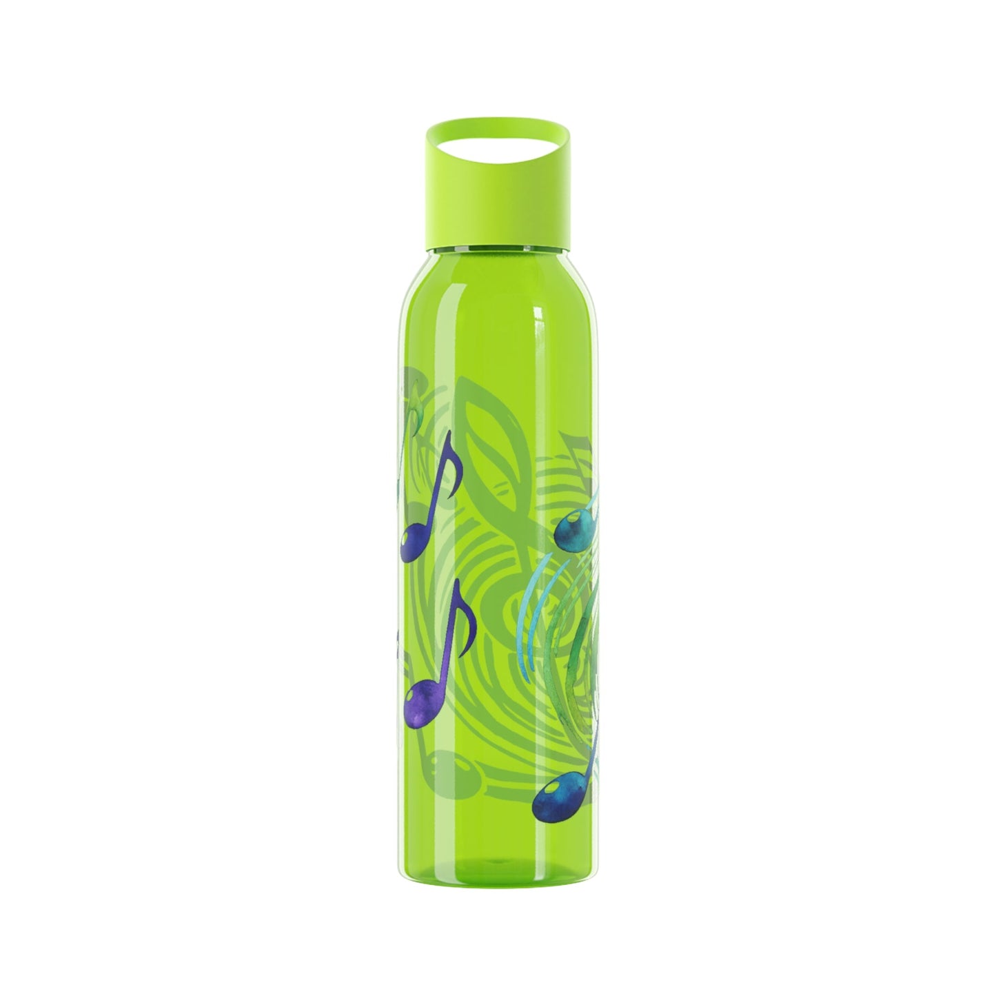 Musical Notes Plastic Water Bottle | Reusable Water Bottle | Music Lover Gift | Gift for Singers, Musicians & Music Fans | 20oz Clear Bottle - SJM Print Store