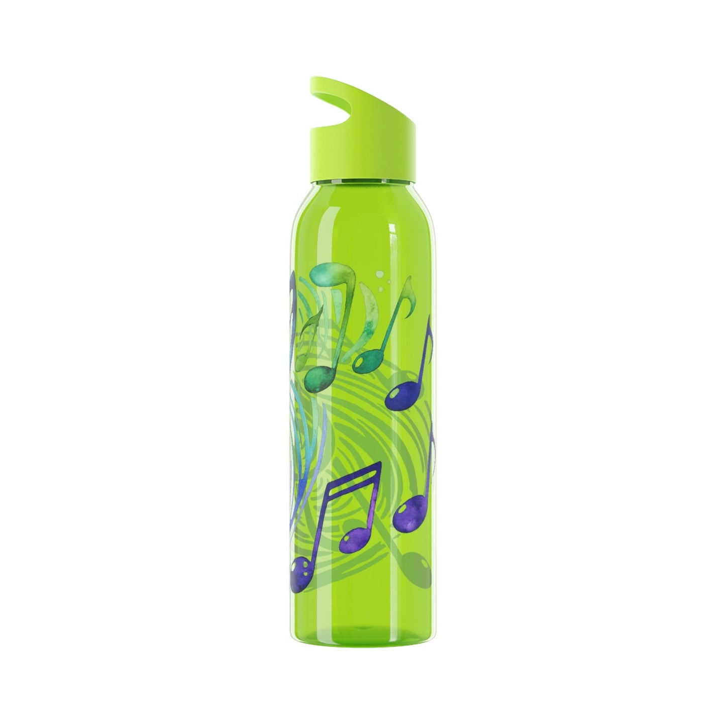 Musical Notes Plastic Water Bottle | Reusable Water Bottle | Music Lover Gift | Gift for Singers, Musicians & Music Fans | 20oz Clear Bottle - SJM Print Store
