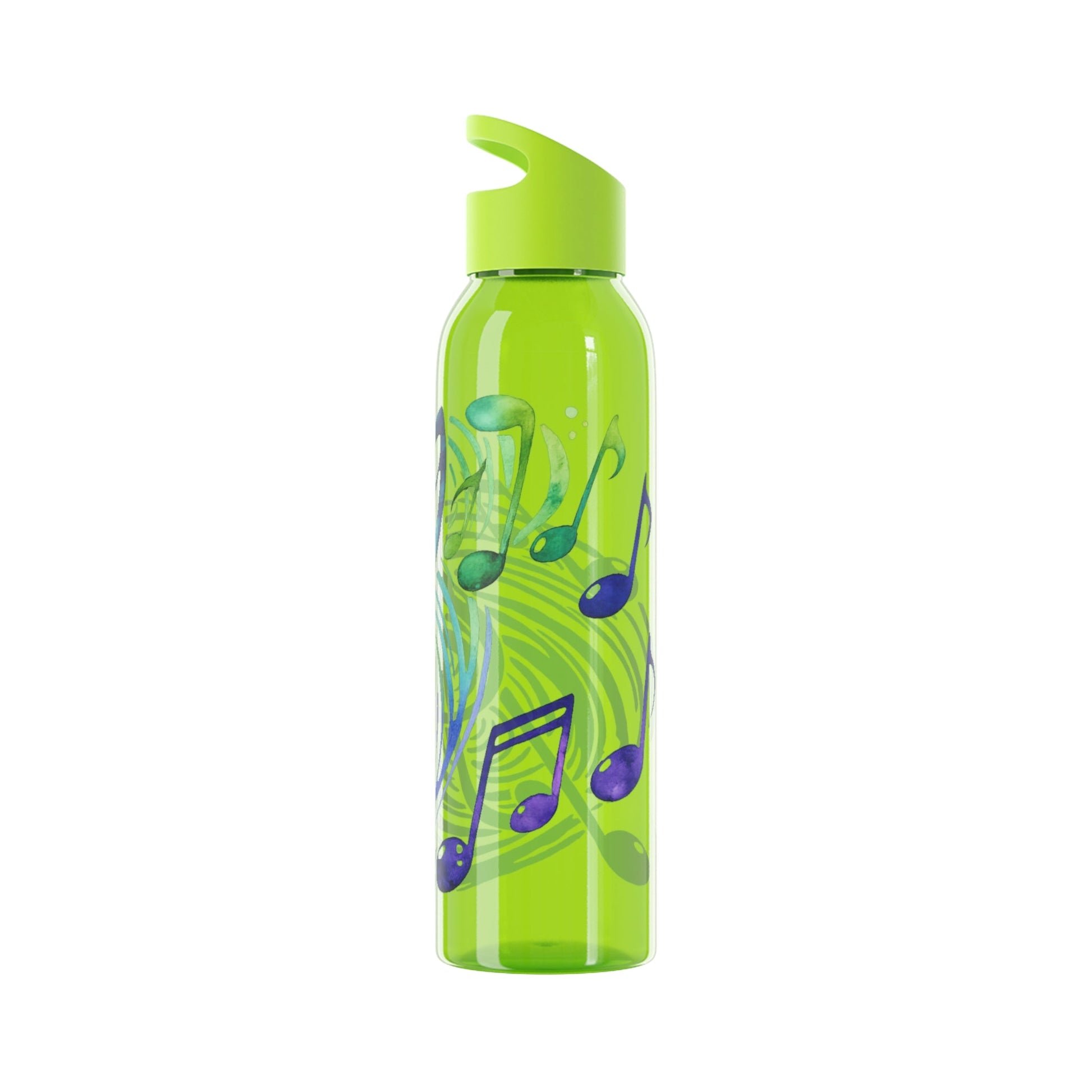 Musical Notes Plastic Water Bottle | Reusable Water Bottle | Music Lover Gift | Gift for Singers, Musicians & Music Fans | 20oz Clear Bottle - SJM Print Store