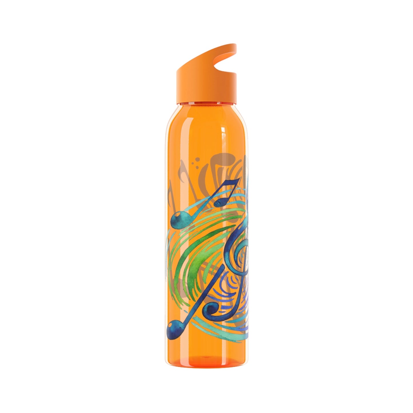Musical Notes Plastic Water Bottle | Reusable Water Bottle | Music Lover Gift | Gift for Singers, Musicians & Music Fans | 20oz Clear Bottle - SJM Print Store