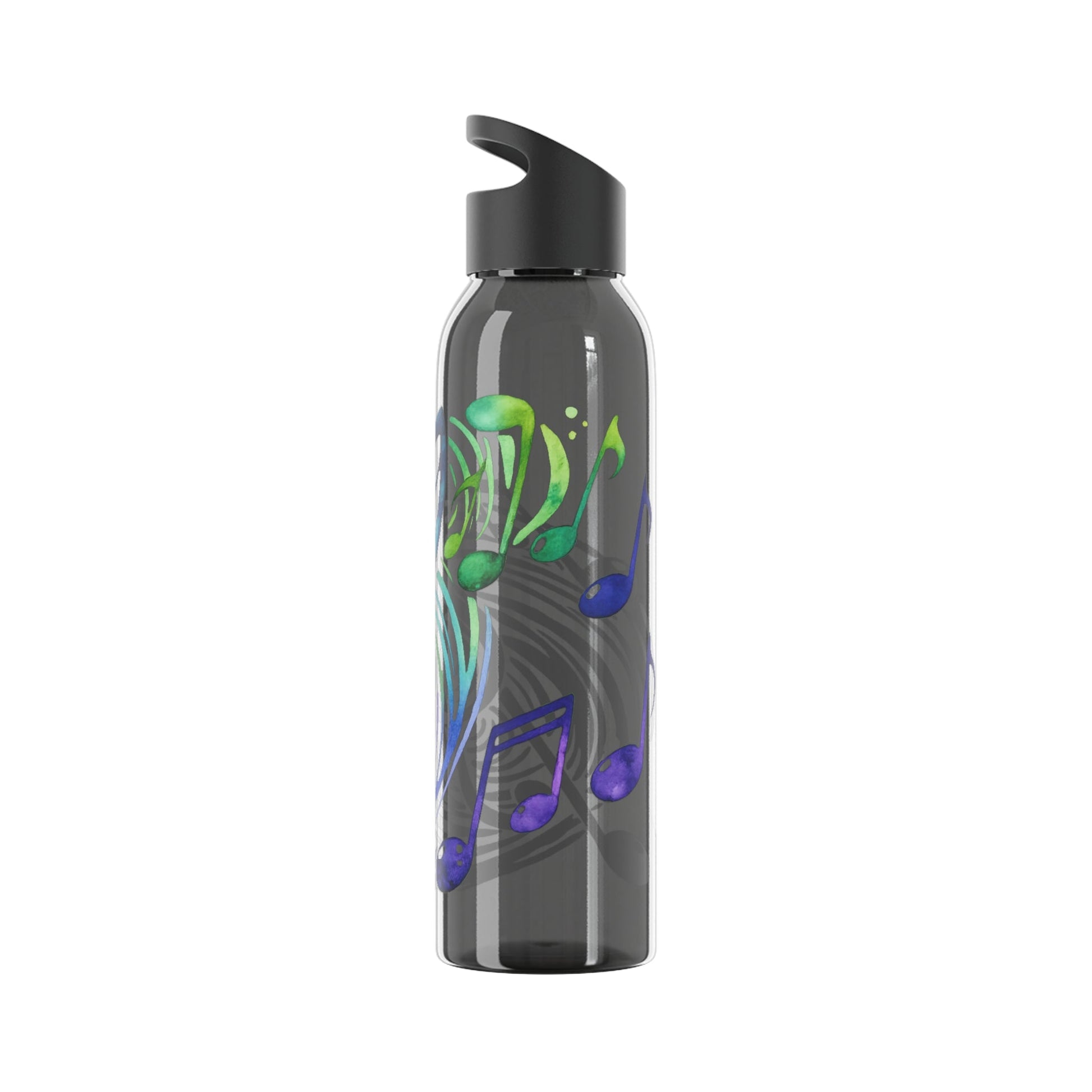 Musical Notes Plastic Water Bottle | Reusable Water Bottle | Music Lover Gift | Gift for Singers, Musicians & Music Fans | 20oz Clear Bottle - SJM Print Store
