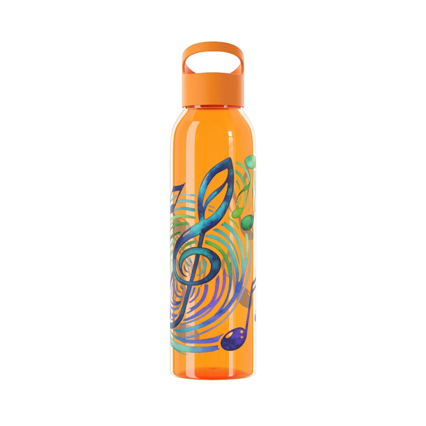 Musical Notes Plastic Water Bottle | Reusable Water Bottle | Music Lover Gift | Gift for Singers, Musicians & Music Fans | 20oz Clear Bottle - SJM Print Store