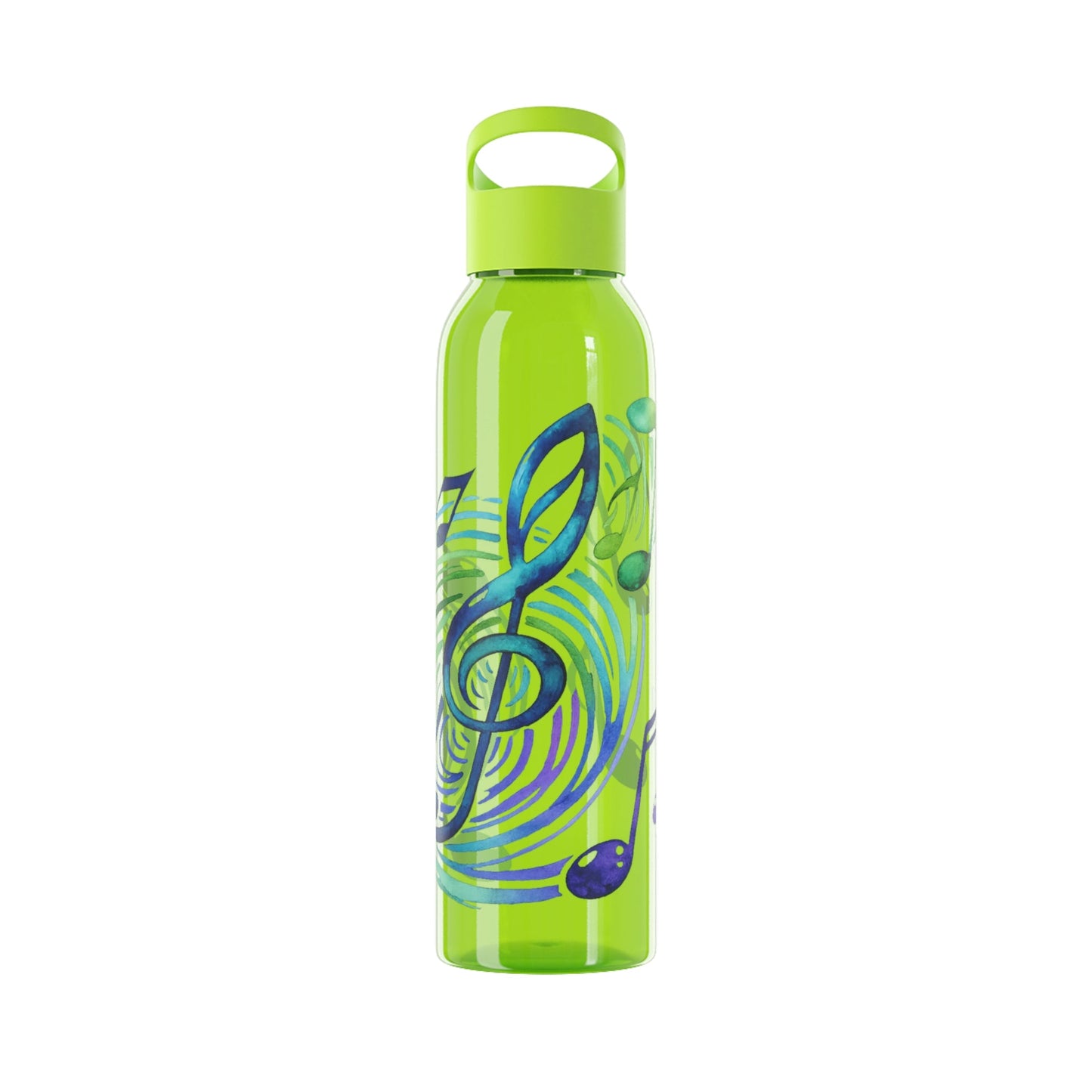 Musical Notes Plastic Water Bottle | Reusable Water Bottle | Music Lover Gift | Gift for Singers, Musicians & Music Fans | 20oz Clear Bottle - SJM Print Store
