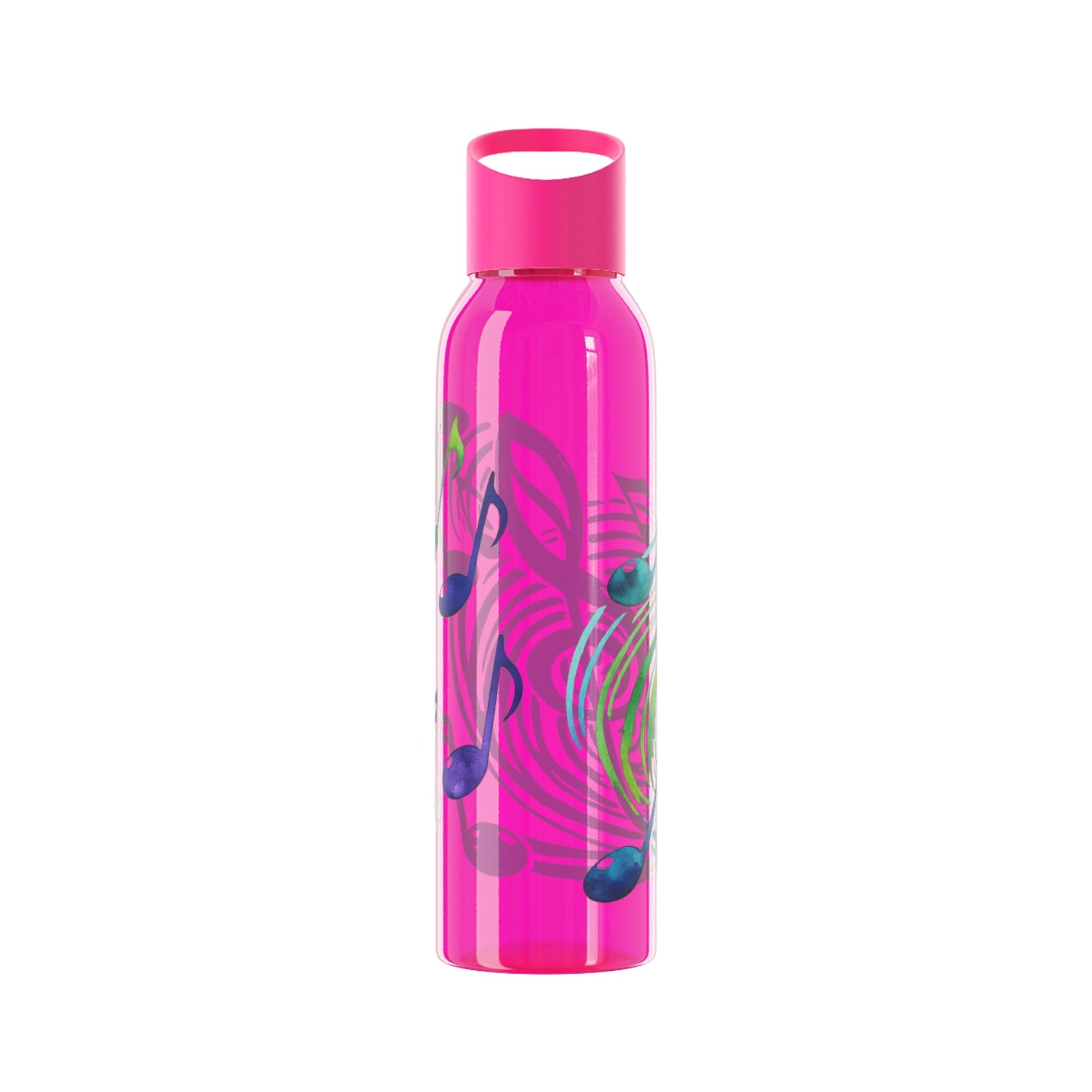 Musical Notes Plastic Water Bottle | Reusable Water Bottle | Music Lover Gift | Gift for Singers, Musicians & Music Fans | 20oz Clear Bottle - SJM Print Store