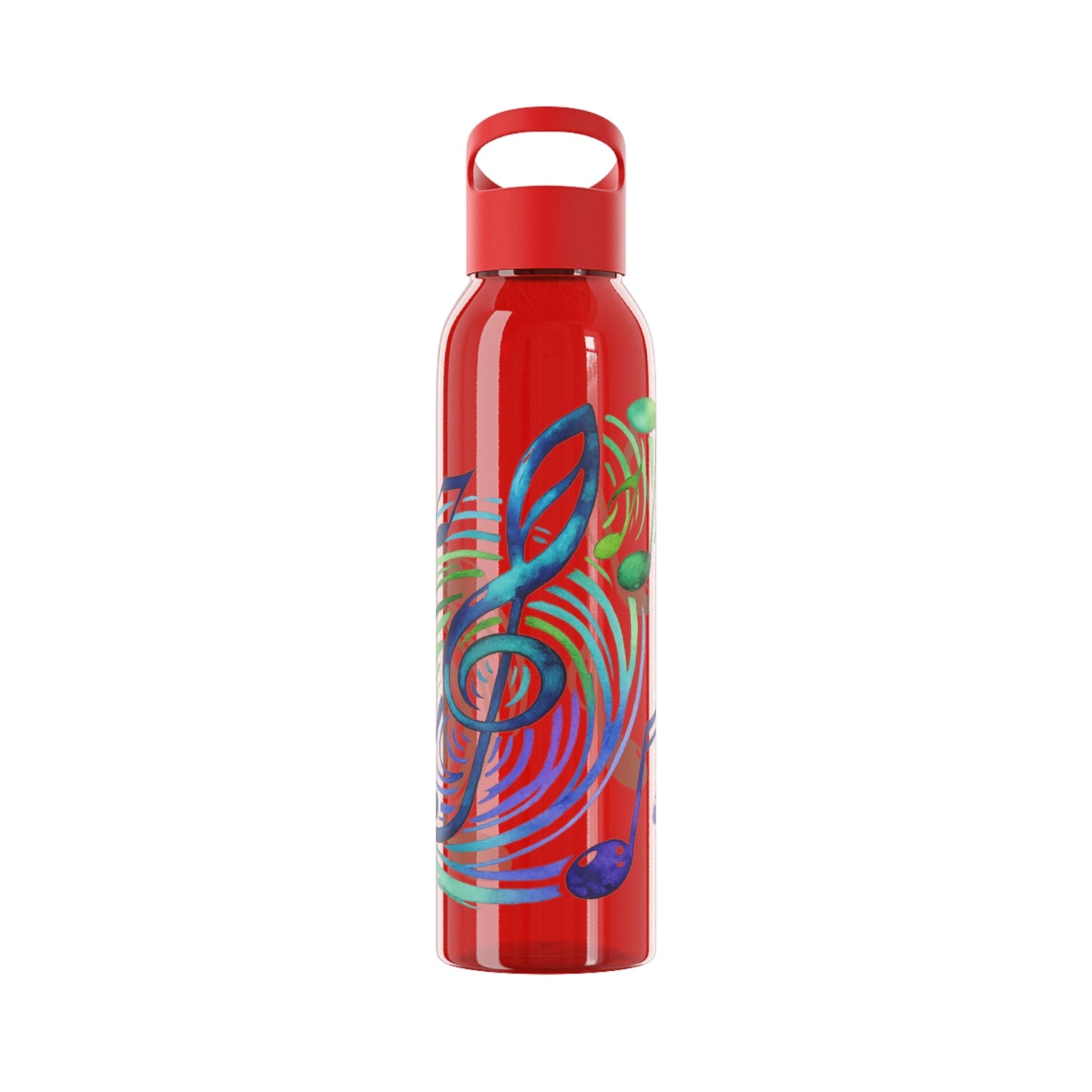 Musical Notes Plastic Water Bottle | Reusable Water Bottle | Music Lover Gift | Gift for Singers, Musicians & Music Fans | 20oz Clear Bottle - SJM Print Store