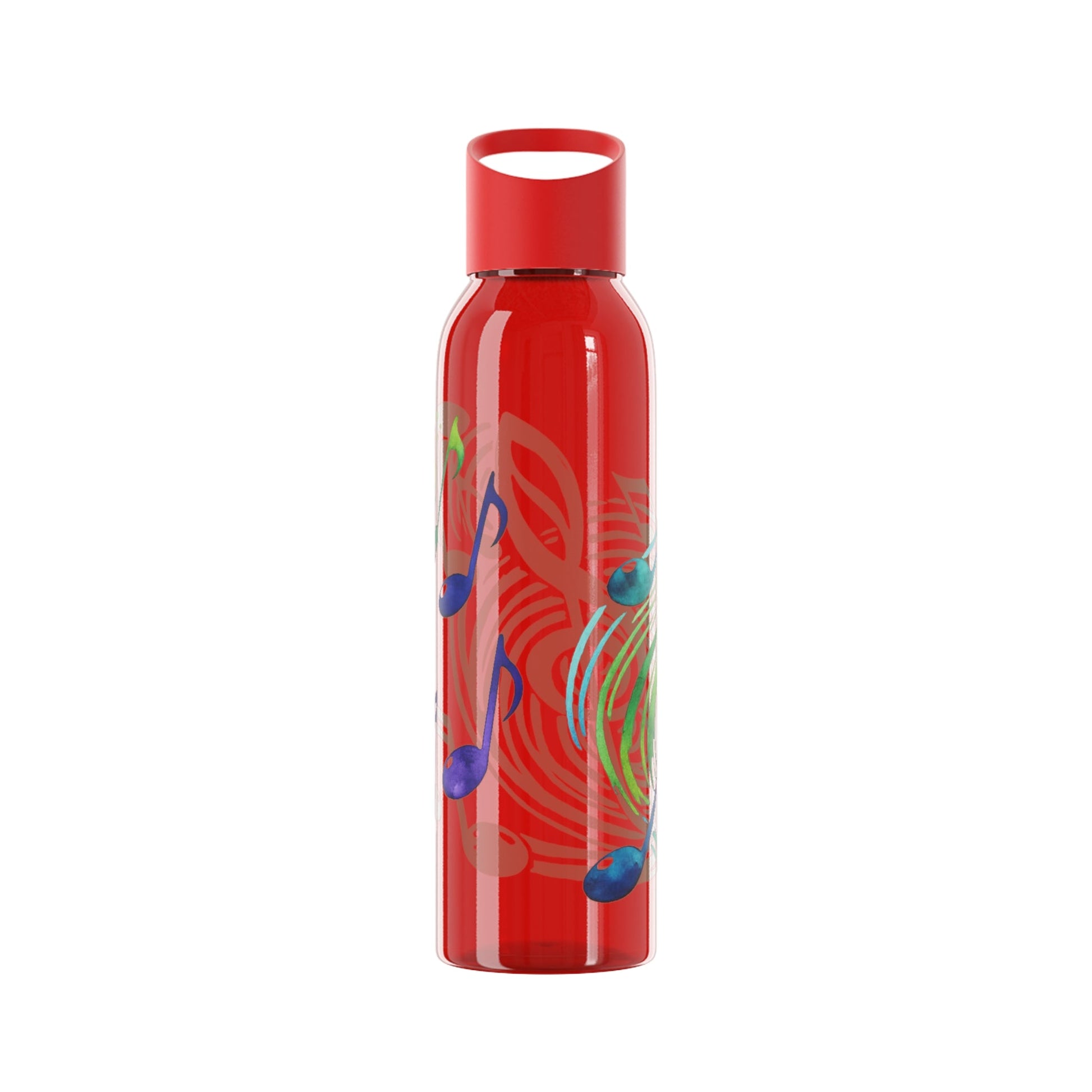 Musical Notes Plastic Water Bottle | Reusable Water Bottle | Music Lover Gift | Gift for Singers, Musicians & Music Fans | 20oz Clear Bottle - SJM Print Store