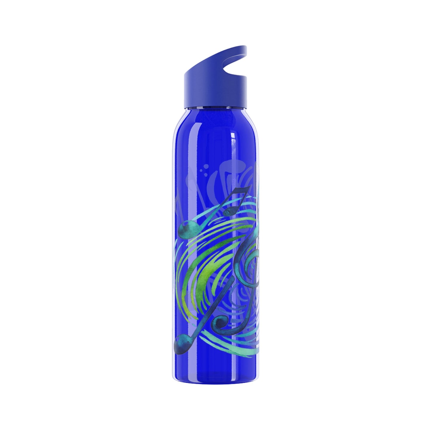 Musical Notes Plastic Water Bottle | Reusable Water Bottle | Music Lover Gift | Gift for Singers, Musicians & Music Fans | 20oz Clear Bottle - SJM Print Store