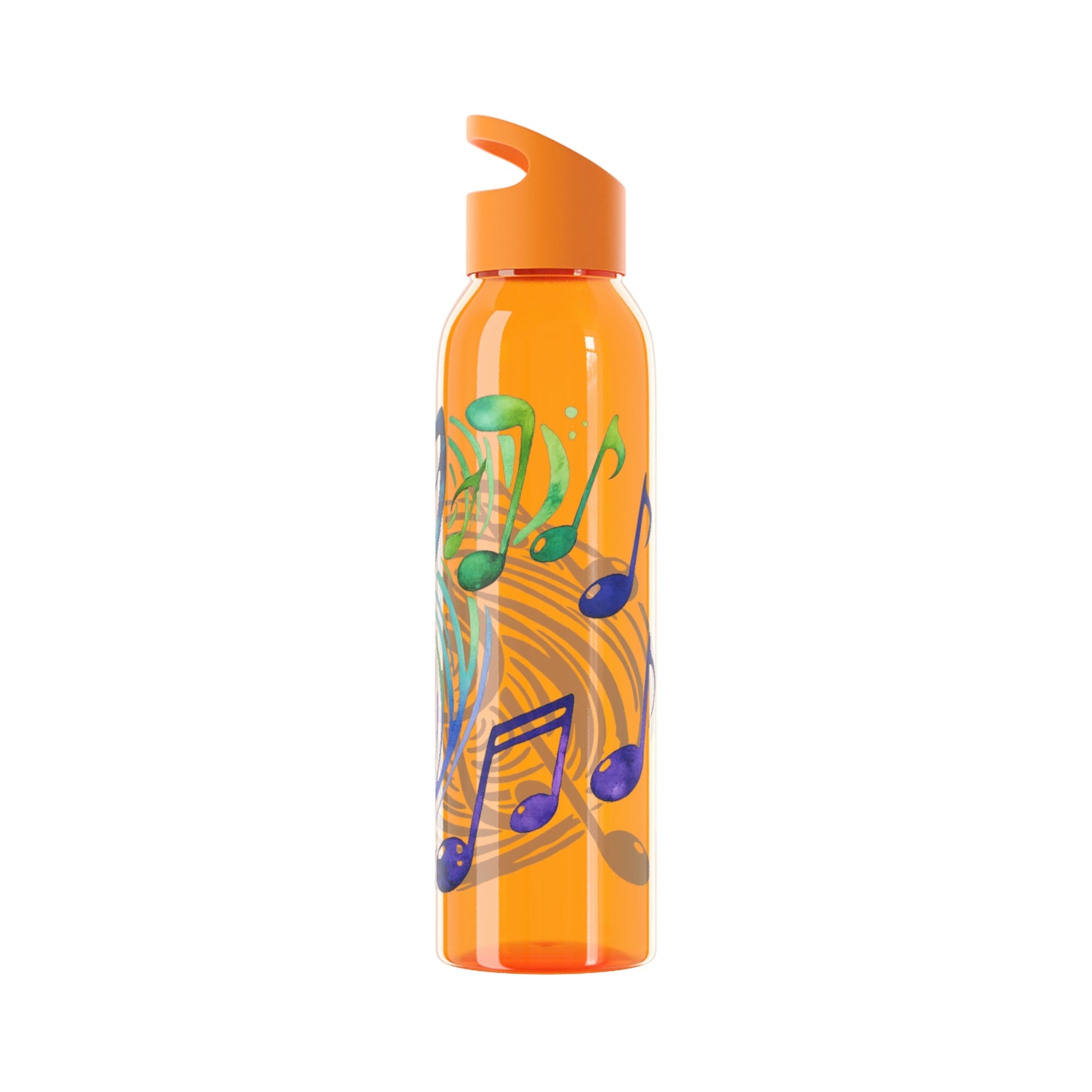Musical Notes Plastic Water Bottle | Reusable Water Bottle | Music Lover Gift | Gift for Singers, Musicians & Music Fans | 20oz Clear Bottle - SJM Print Store