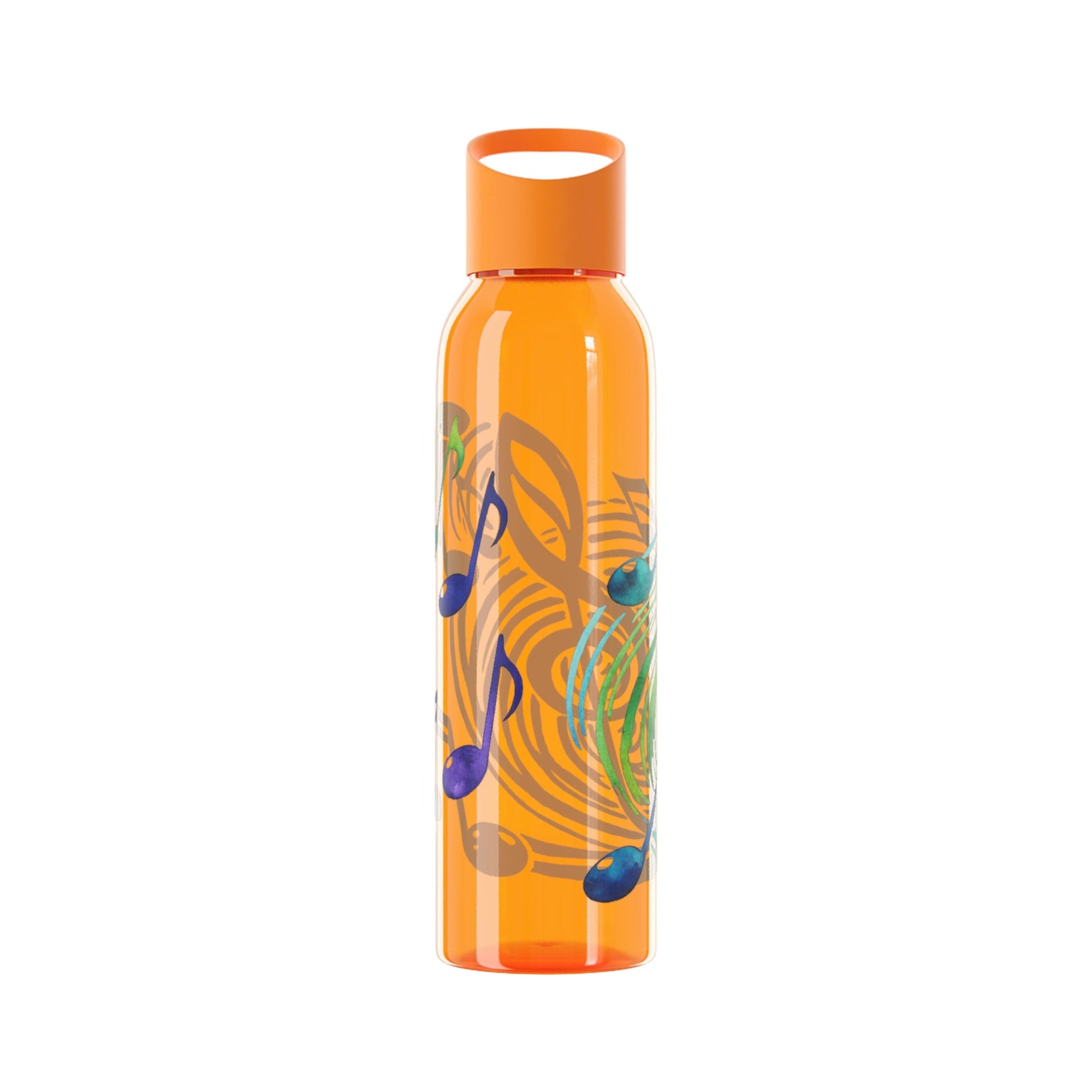 Musical Notes Plastic Water Bottle | Reusable Water Bottle | Music Lover Gift | Gift for Singers, Musicians & Music Fans | 20oz Clear Bottle - SJM Print Store