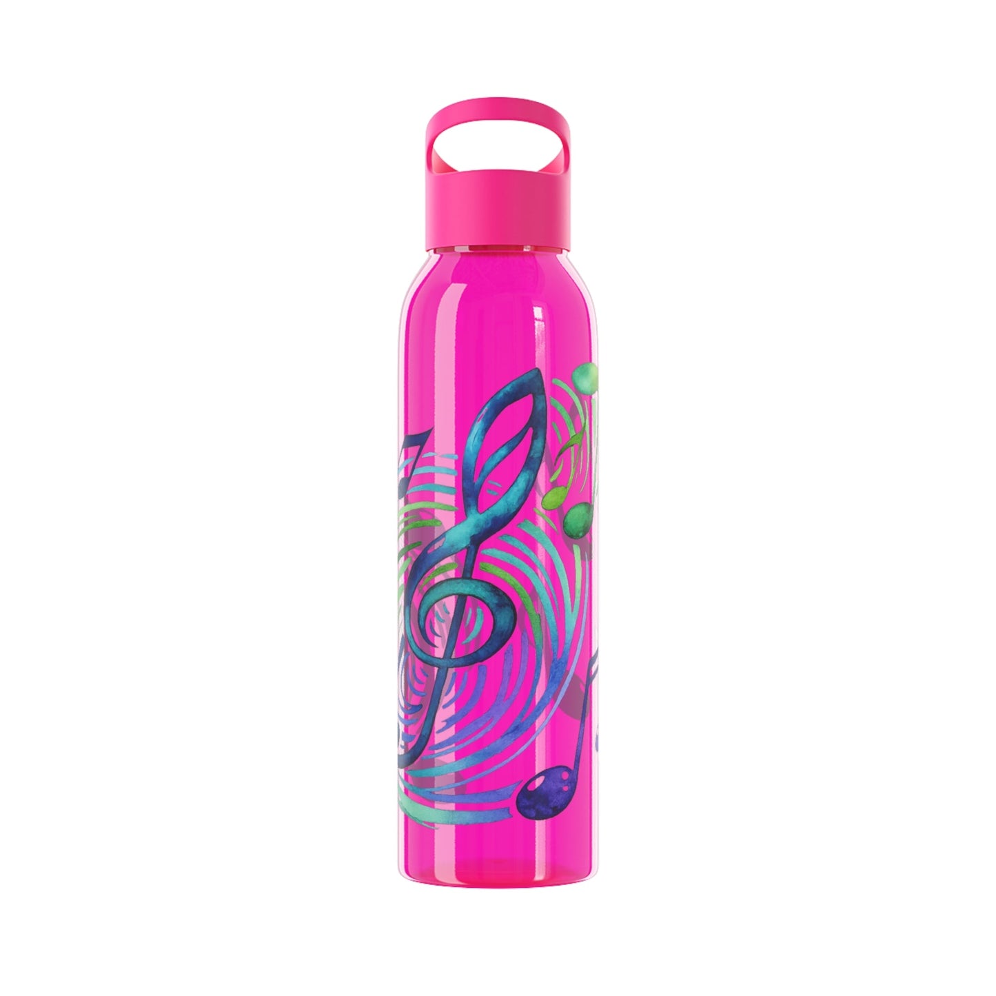 Musical Notes Plastic Water Bottle | Reusable Water Bottle | Music Lover Gift | Gift for Singers, Musicians & Music Fans | 20oz Clear Bottle - SJM Print Store