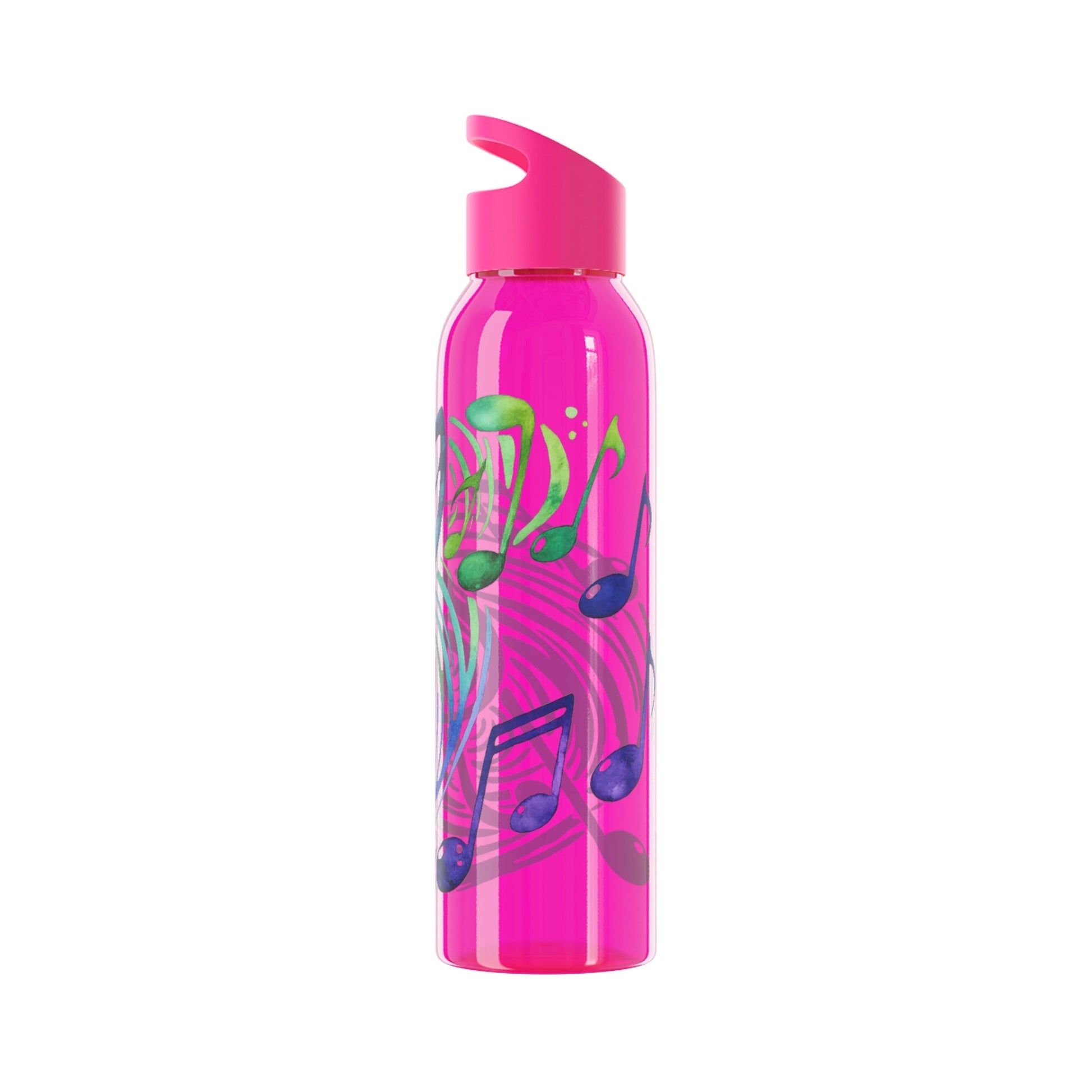 Musical Notes Plastic Water Bottle | Reusable Water Bottle | Music Lover Gift | Gift for Singers, Musicians & Music Fans | 20oz Clear Bottle - SJM Print Store