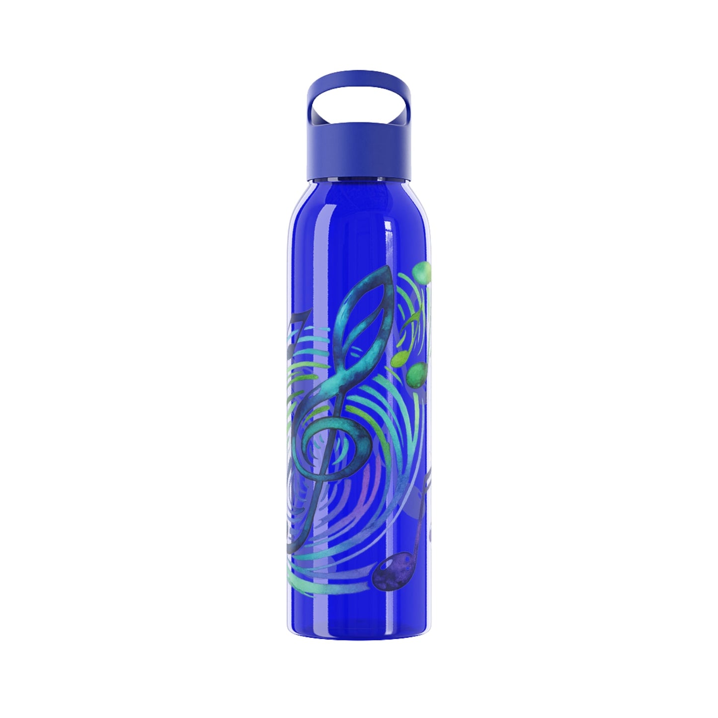 Musical Notes Plastic Water Bottle | Reusable Water Bottle | Music Lover Gift | Gift for Singers, Musicians & Music Fans | 20oz Clear Bottle - SJM Print Store