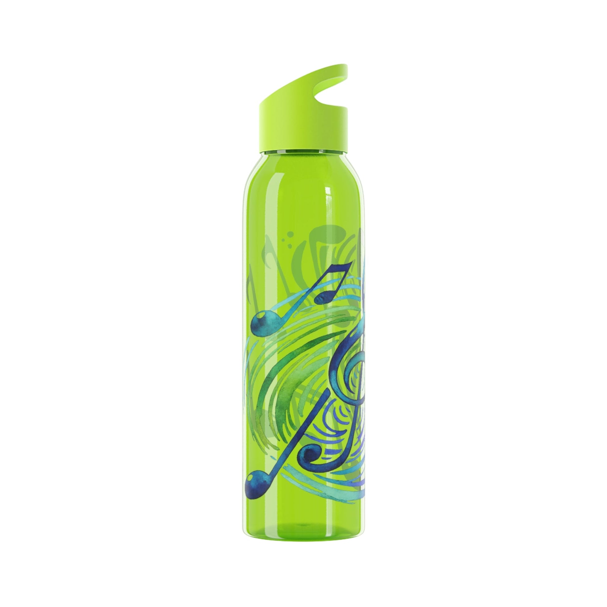 Musical Notes Plastic Water Bottle | Reusable Water Bottle | Music Lover Gift | Gift for Singers, Musicians & Music Fans | 20oz Clear Bottle - SJM Print Store
