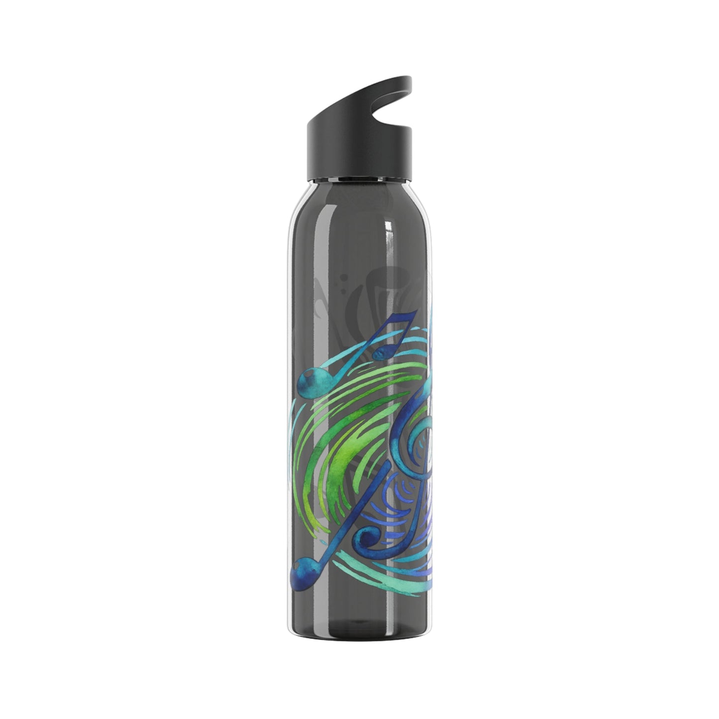 Musical Notes Plastic Water Bottle | Reusable Water Bottle | Music Lover Gift | Gift for Singers, Musicians & Music Fans | 20oz Clear Bottle - SJM Print Store