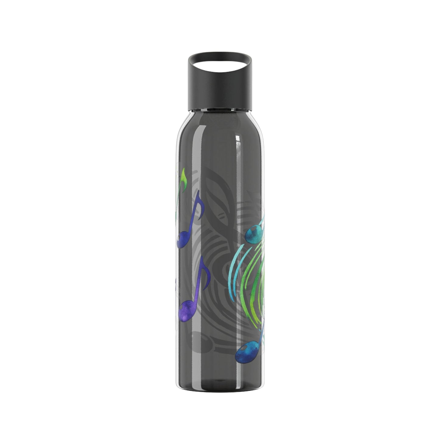Musical Notes Plastic Water Bottle | Reusable Water Bottle | Music Lover Gift | Gift for Singers, Musicians & Music Fans | 20oz Clear Bottle - SJM Print Store