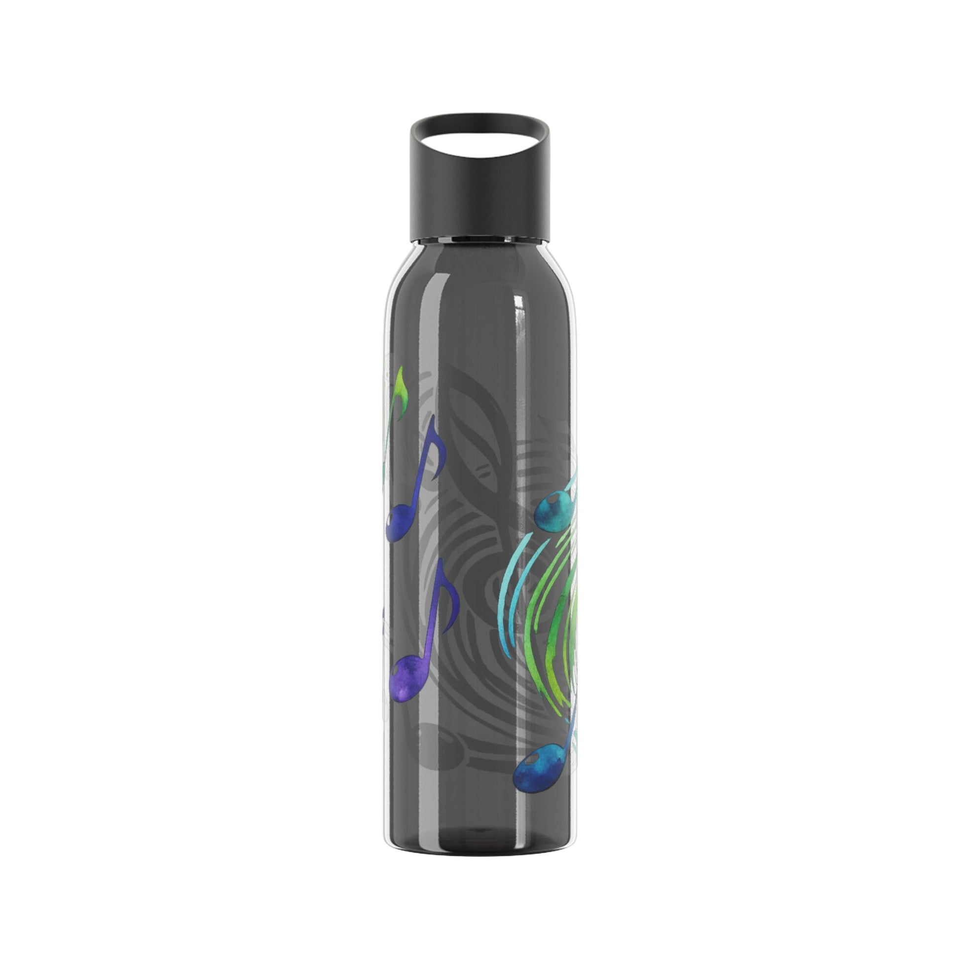 Musical Notes Plastic Water Bottle | Reusable Water Bottle | Music Lover Gift | Gift for Singers, Musicians & Music Fans | 20oz Clear Bottle - SJM Print Store