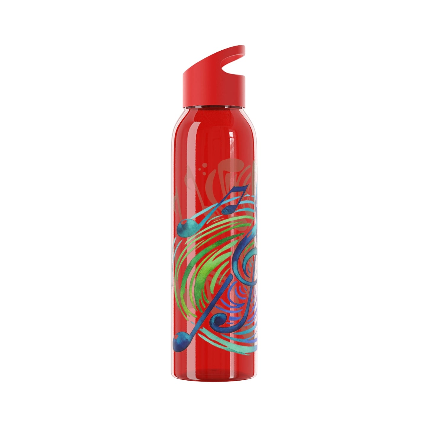 Musical Notes Plastic Water Bottle | Reusable Water Bottle | Music Lover Gift | Gift for Singers, Musicians & Music Fans | 20oz Clear Bottle - SJM Print Store