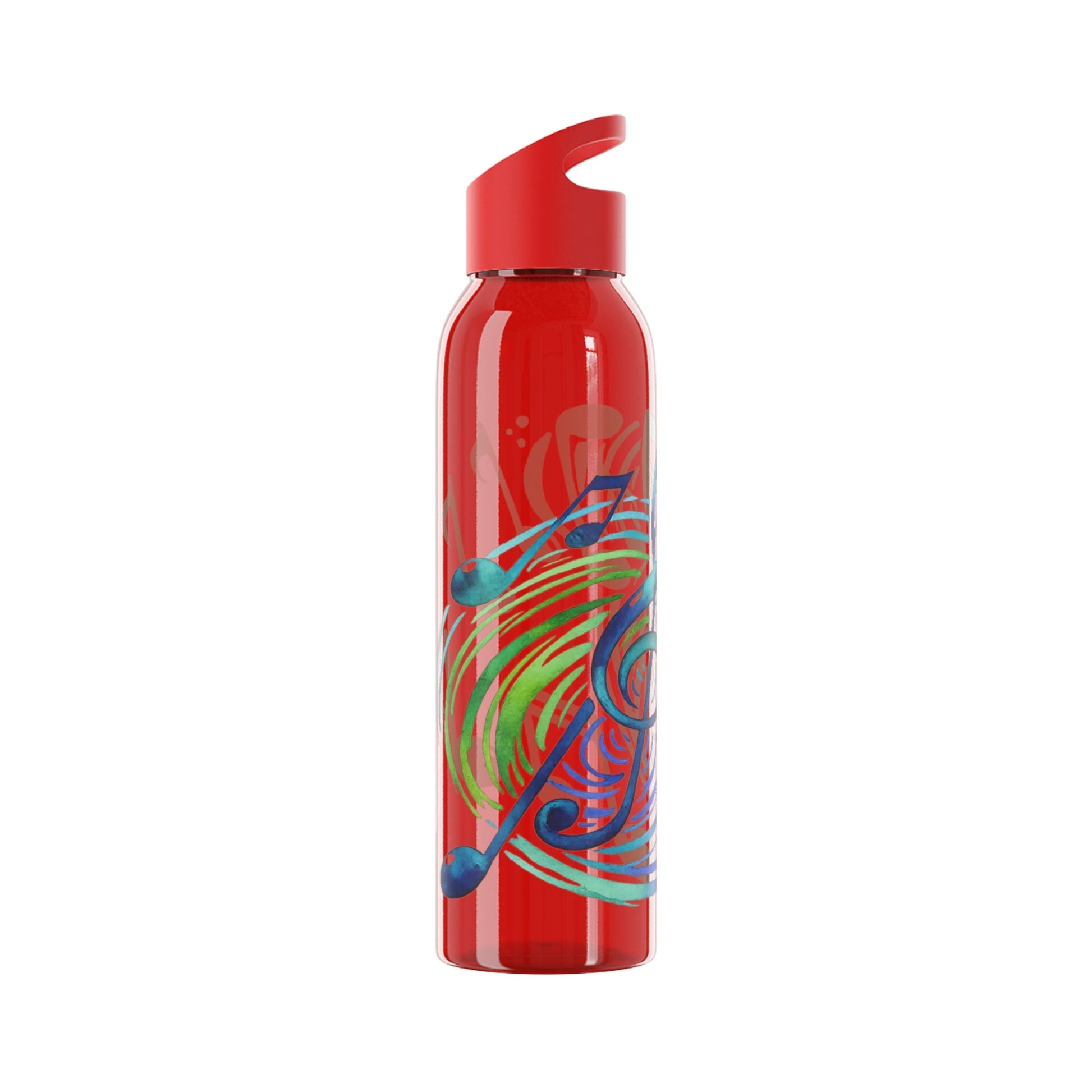 Musical Notes Plastic Water Bottle | Reusable Water Bottle | Music Lover Gift | Gift for Singers, Musicians & Music Fans | 20oz Clear Bottle - SJM Print Store