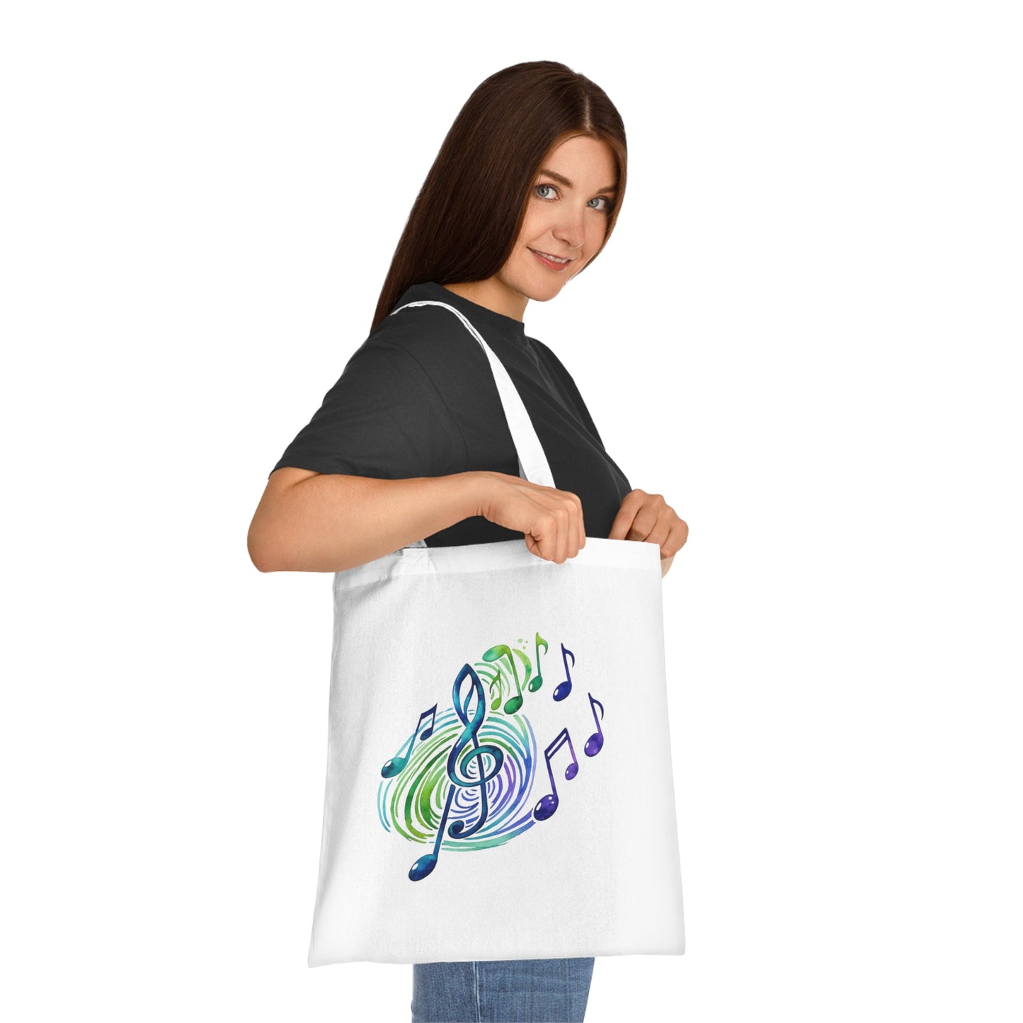Musical Notes Tote Bag | Music Lover Canvas Tote | Gift for Singers, Musicians & Music Fans | Reusable Shopping Bag - SJM Print Store