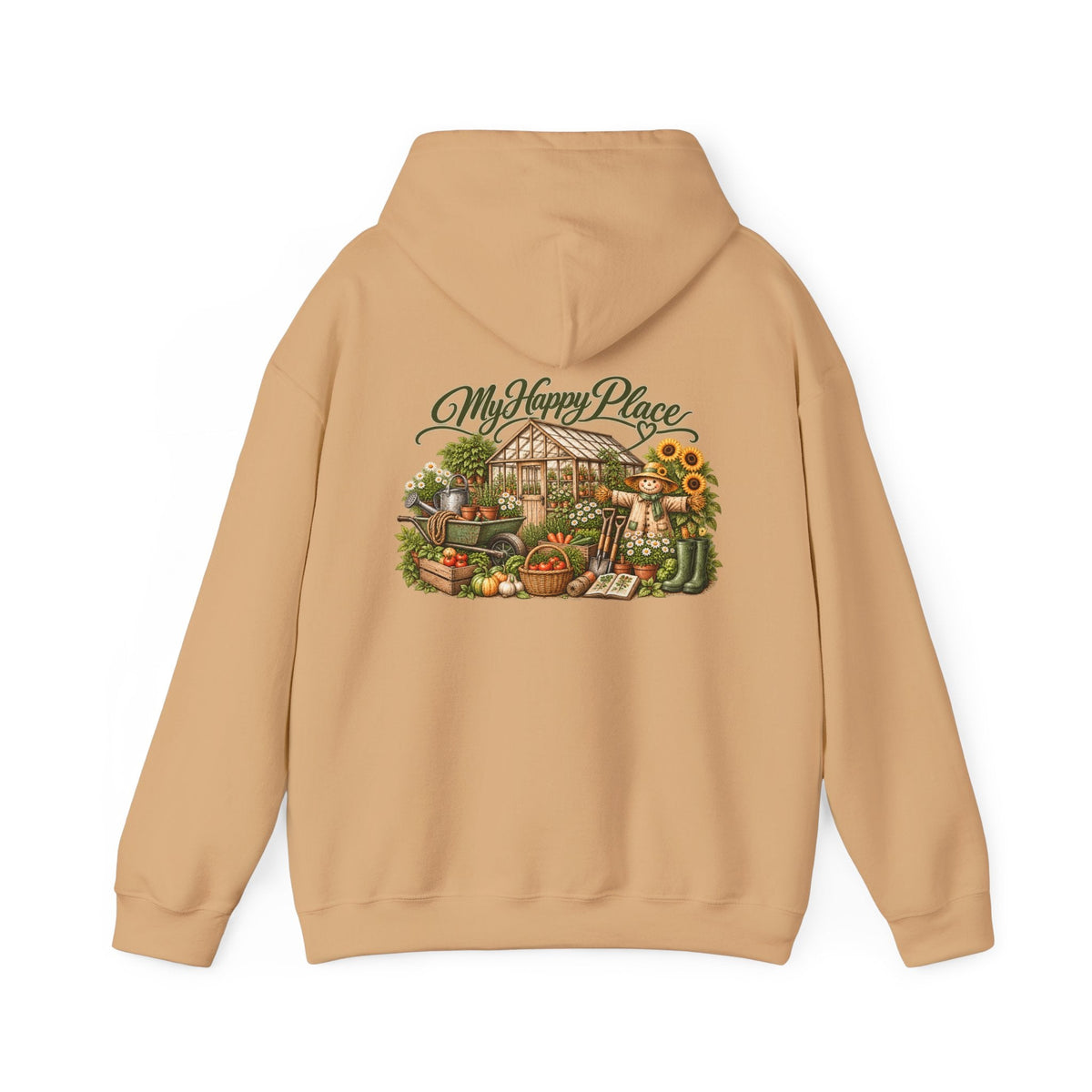 My Happy Place Greenhouse – Back Print Hoodie - SJM Print Store