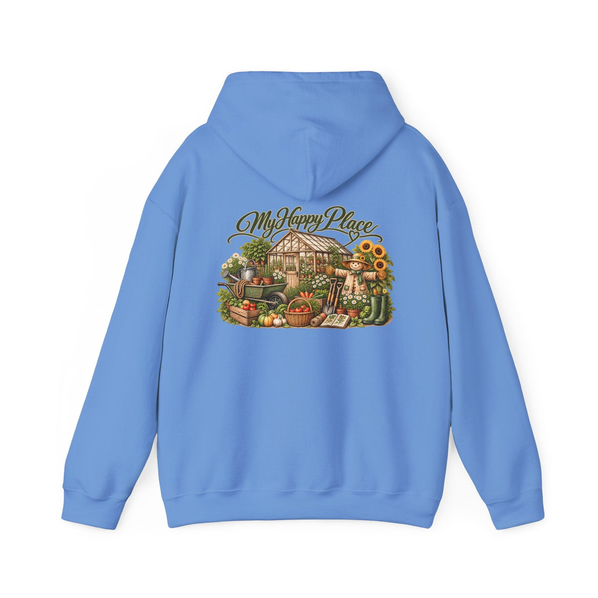 My Happy Place Greenhouse – Back Print Hoodie - SJM Print Store