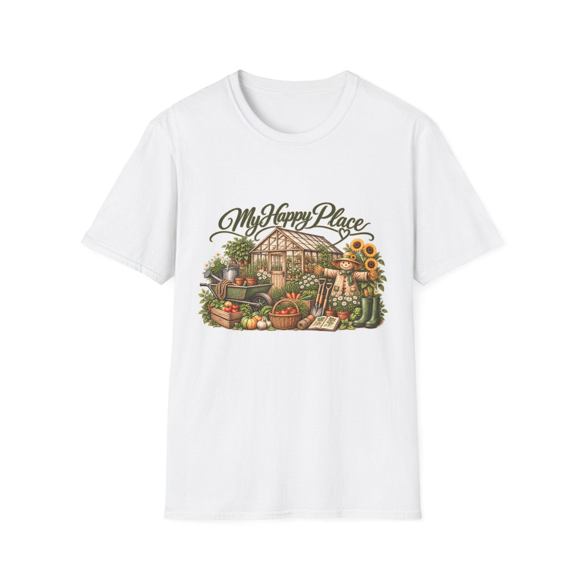 My Happy Place Greenhouse – Front Print T-Shirt - SJM Print Store