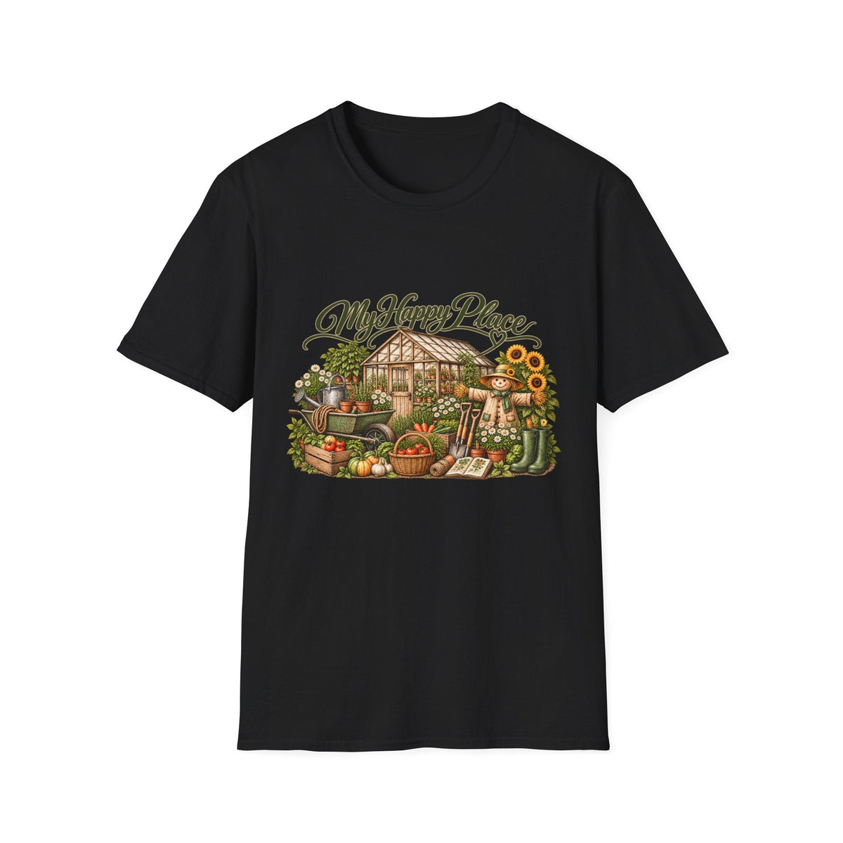 My Happy Place Greenhouse – Front Print T-Shirt - SJM Print Store