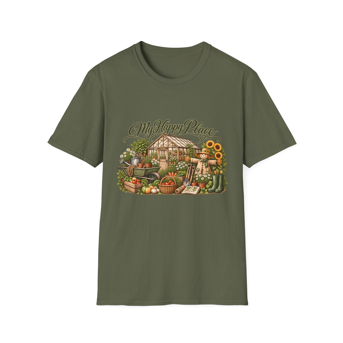 My Happy Place Greenhouse – Front Print T-Shirt - SJM Print Store