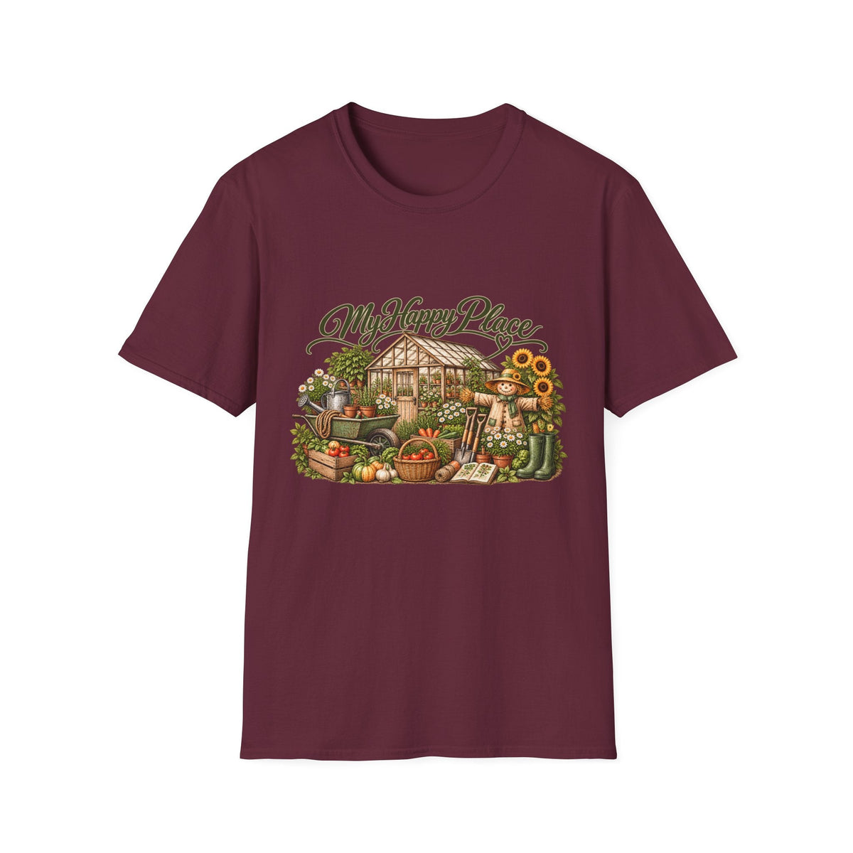 My Happy Place Greenhouse – Front Print T-Shirt - SJM Print Store