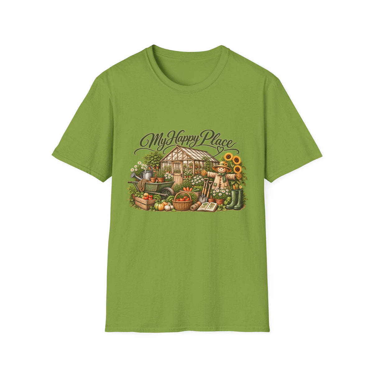 My Happy Place Greenhouse – Front Print T-Shirt - SJM Print Store