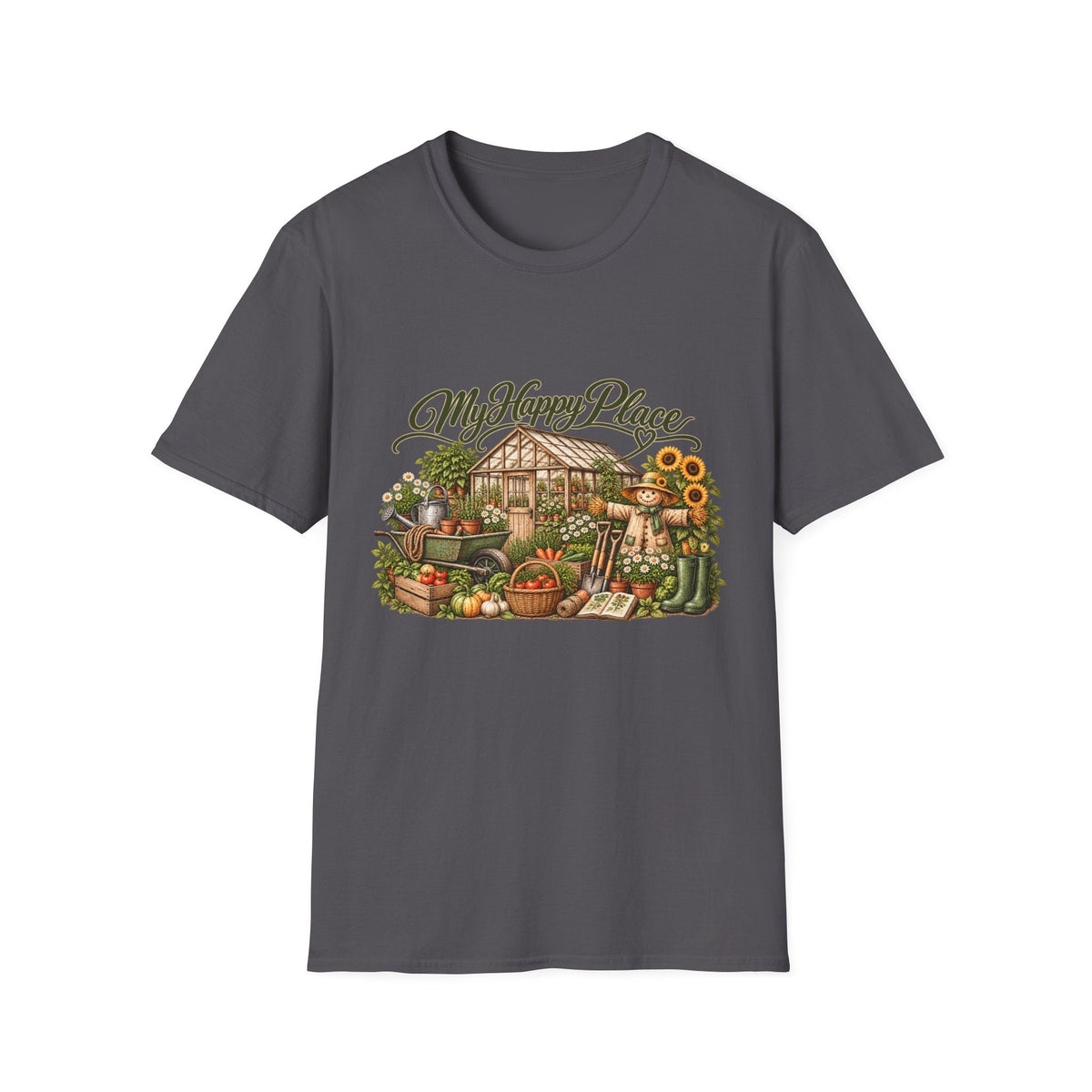 My Happy Place Greenhouse – Front Print T-Shirt - SJM Print Store