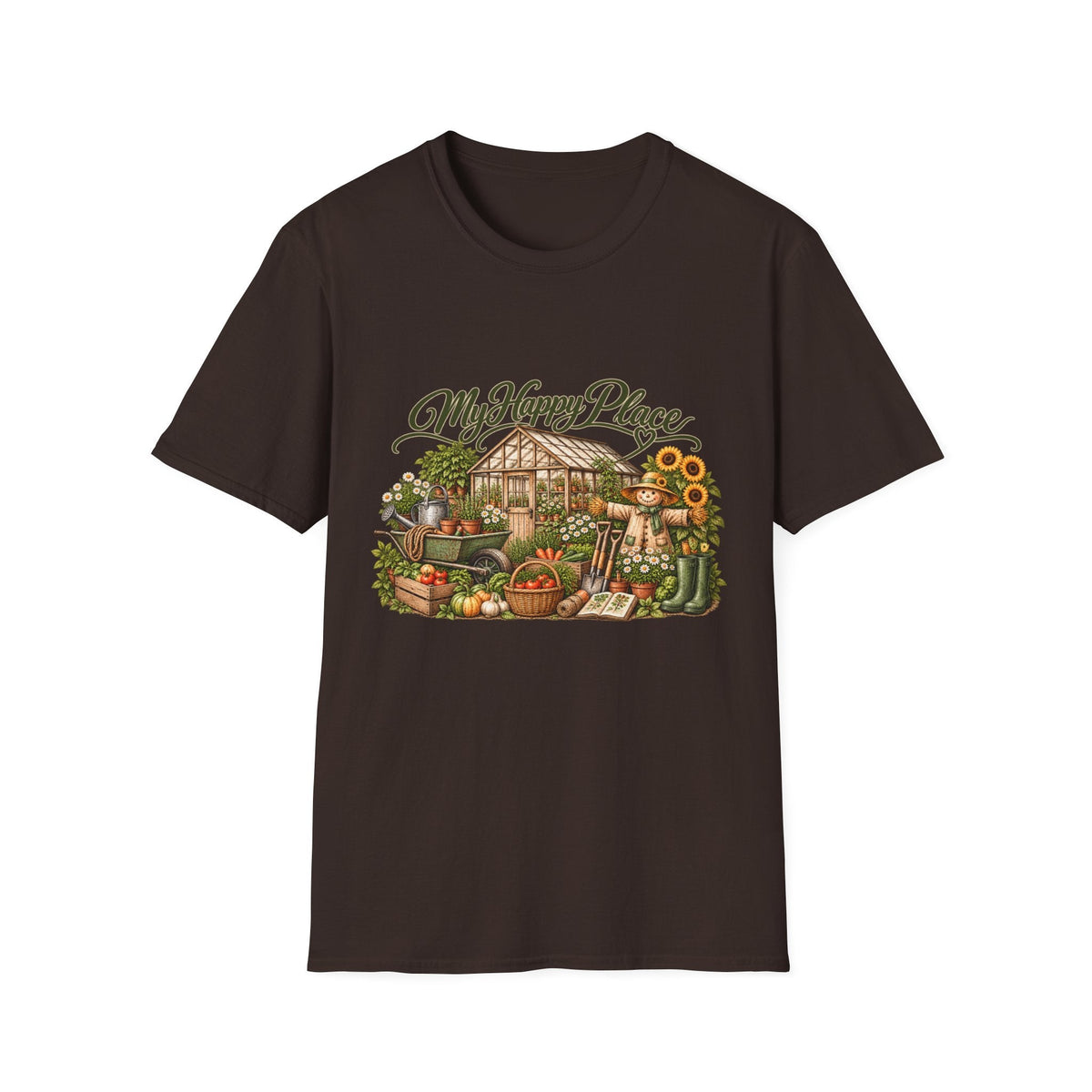 My Happy Place Greenhouse – Front Print T-Shirt - SJM Print Store