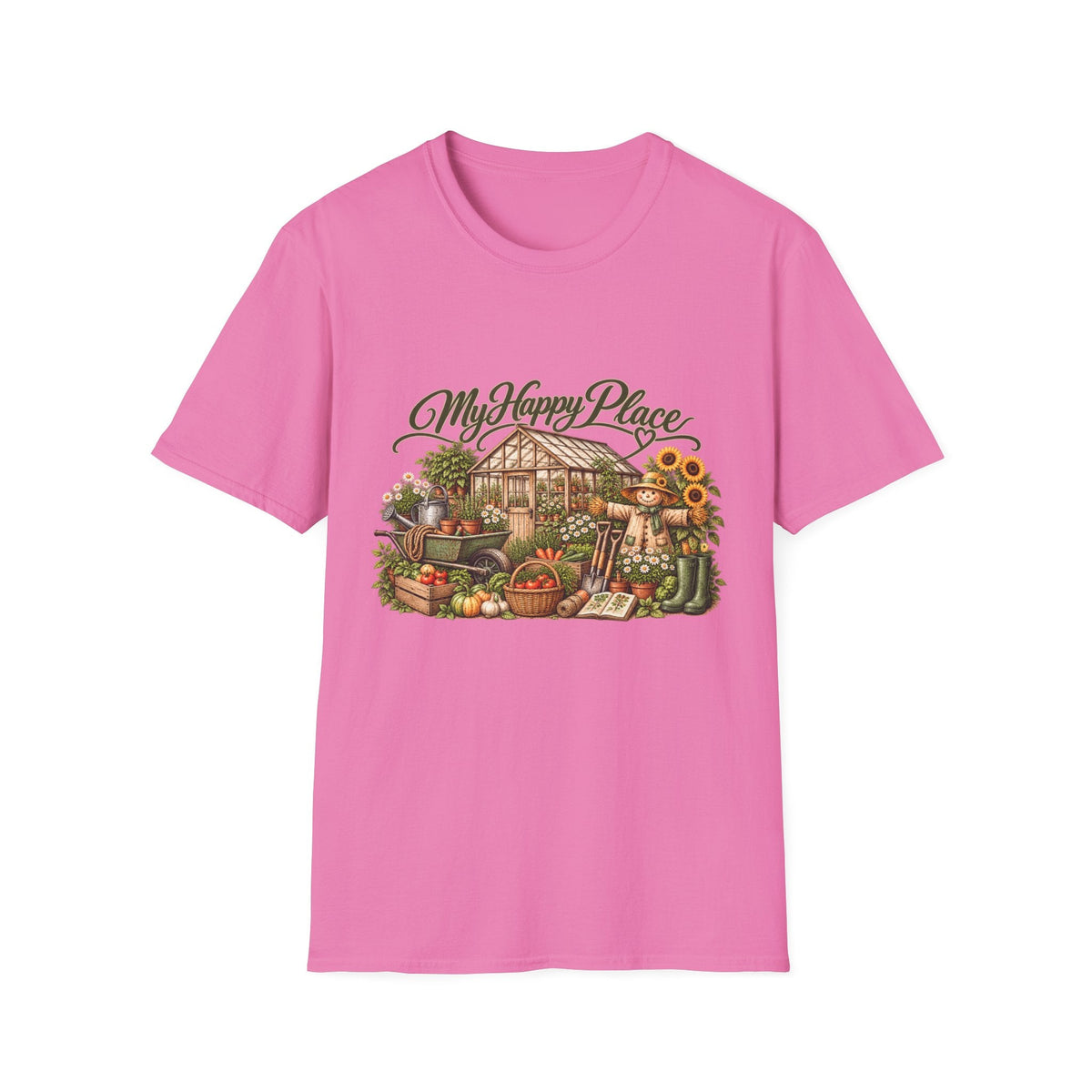 My Happy Place Greenhouse – Front Print T-Shirt - SJM Print Store
