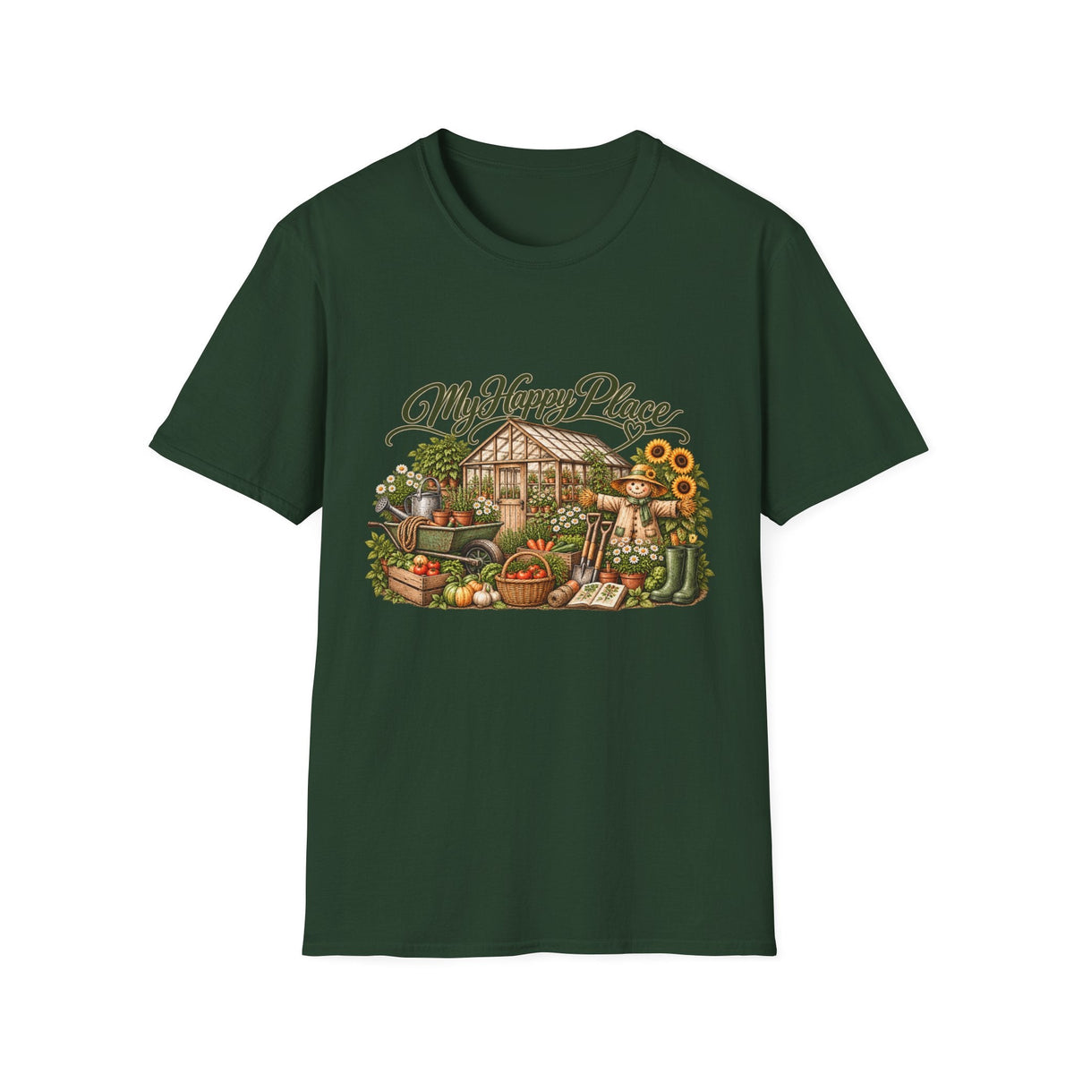 My Happy Place Greenhouse – Front Print T-Shirt - SJM Print Store