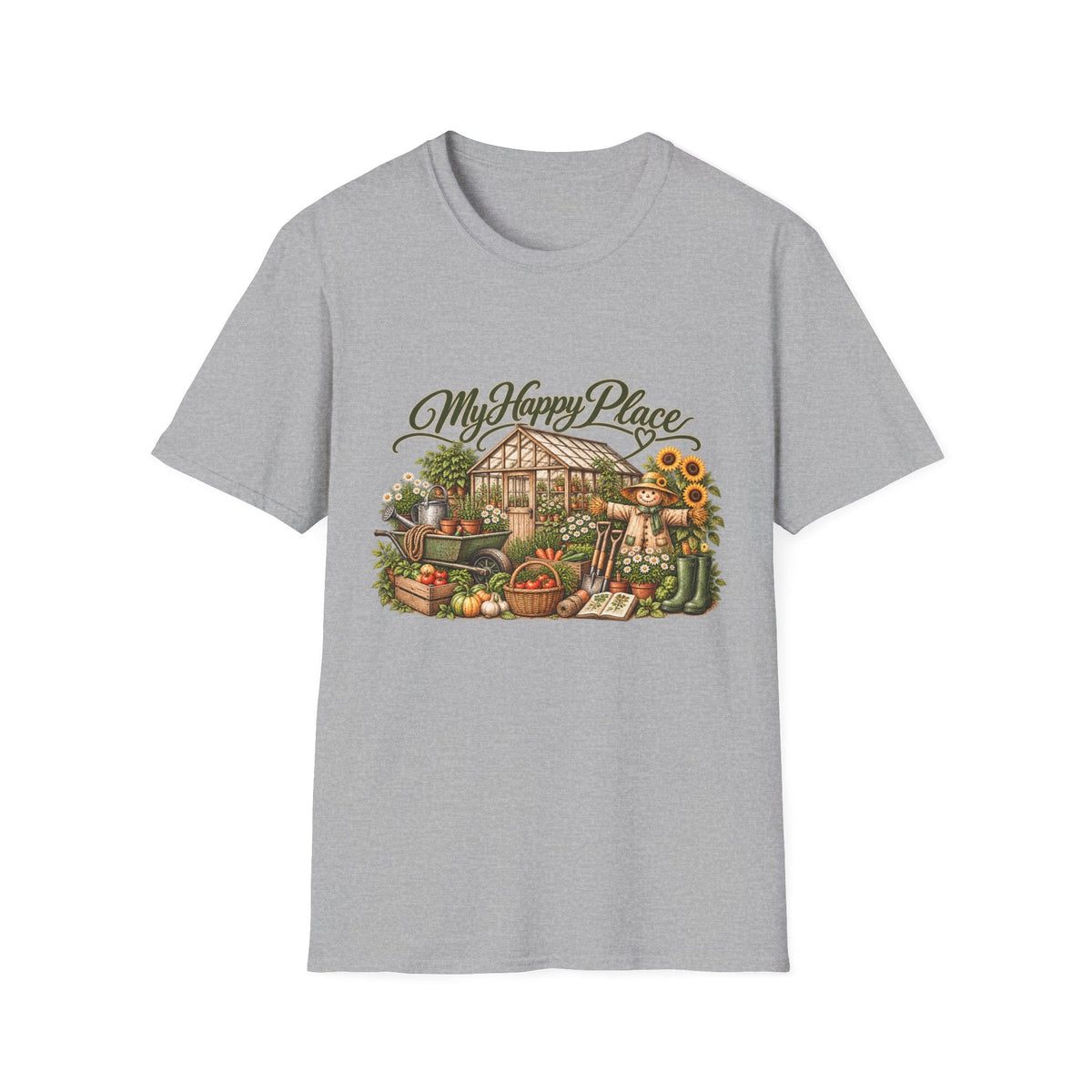 My Happy Place Greenhouse – Front Print T-Shirt - SJM Print Store
