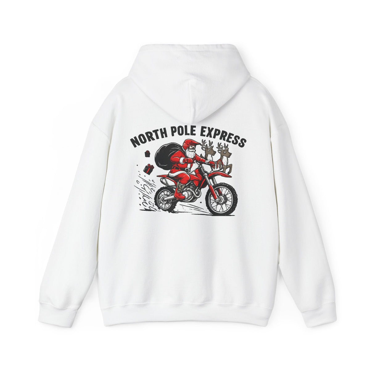 North Pole Express Motocross Christmas Hoodie Santa Dirt Bike - SJM Print Store