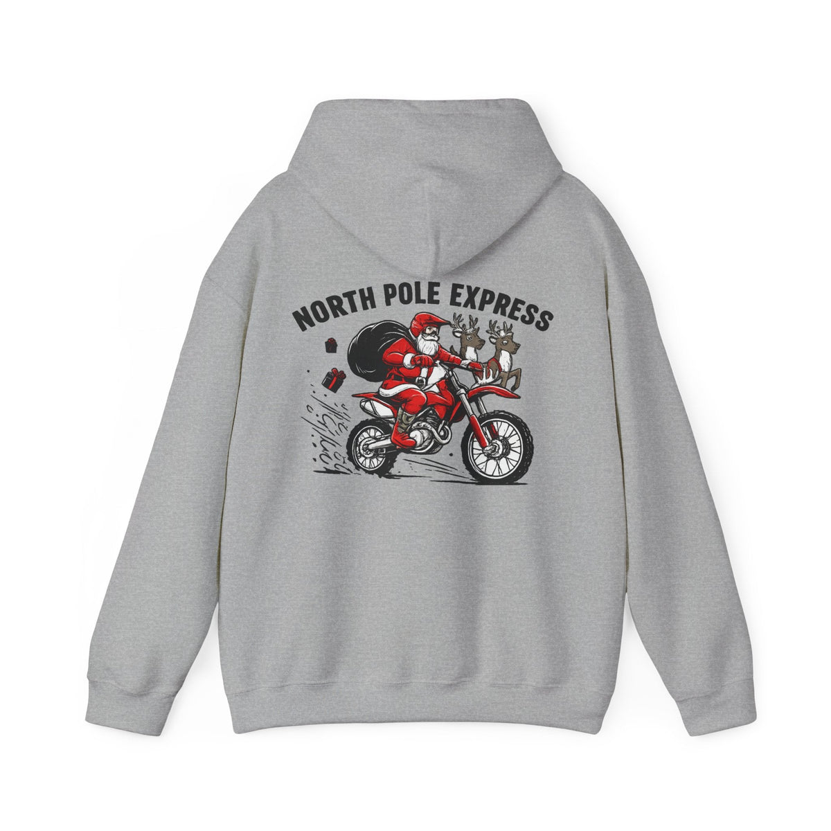 North Pole Express Motocross Christmas Hoodie Santa Dirt Bike - SJM Print Store