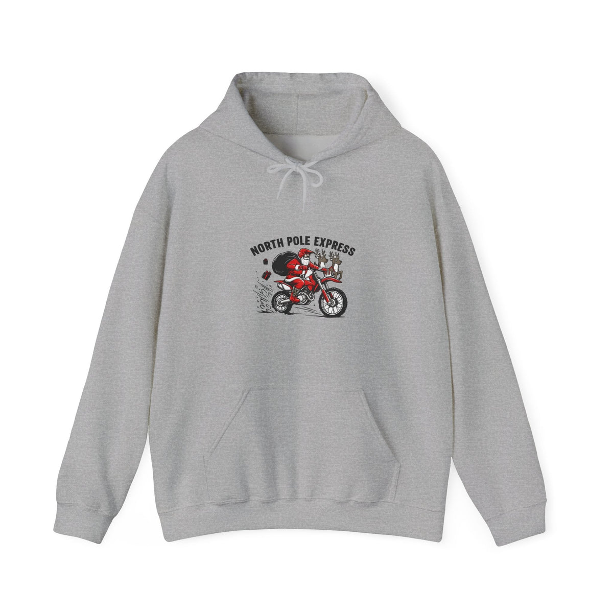 North Pole Express Motocross Christmas Hoodie Santa Dirt Bike - SJM Print Store