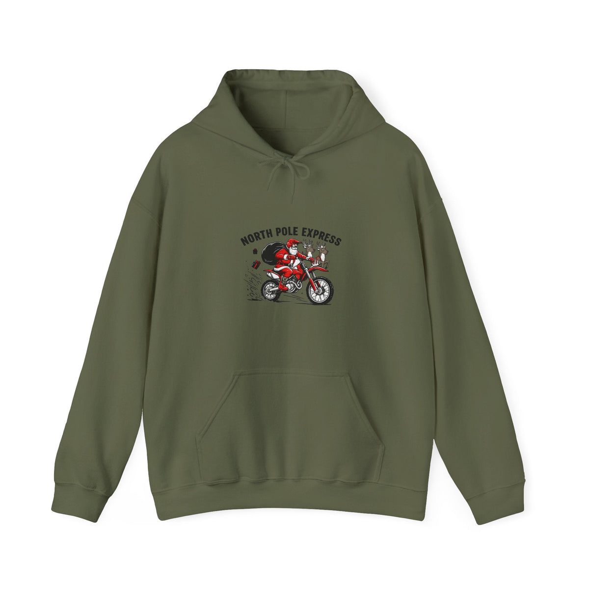 North Pole Express Motocross Christmas Hoodie Santa Dirt Bike - SJM Print Store