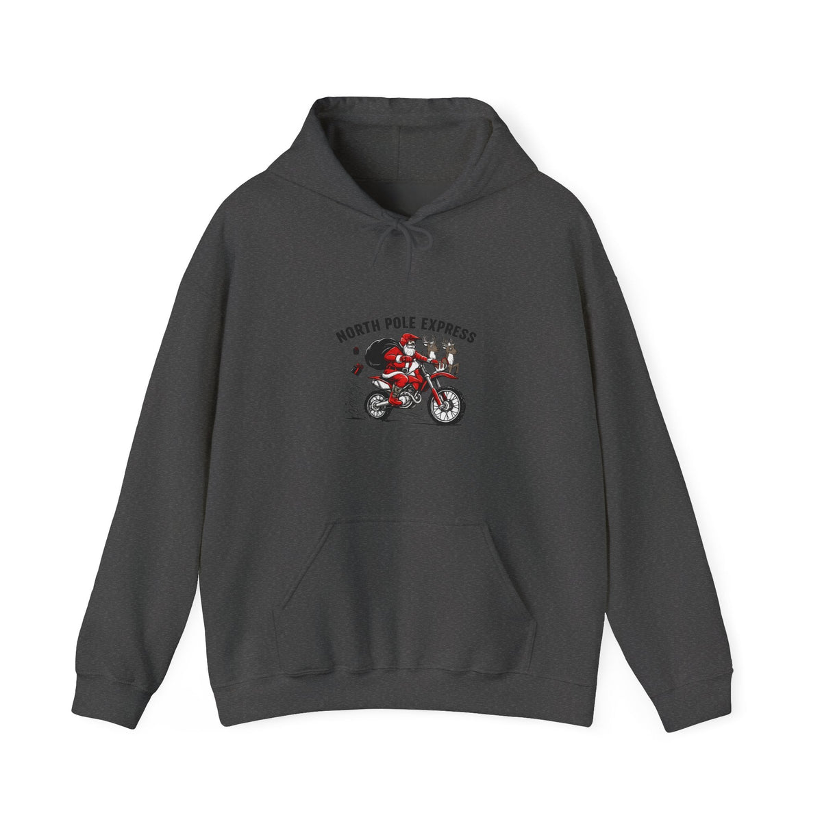 North Pole Express Motocross Christmas Hoodie Santa Dirt Bike - SJM Print Store