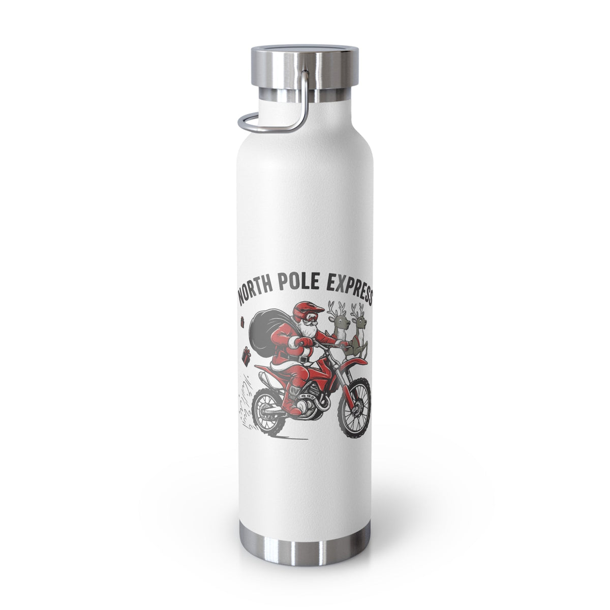 North Pole Express Motocross Christmas Insulated Flask - SJM Print Store