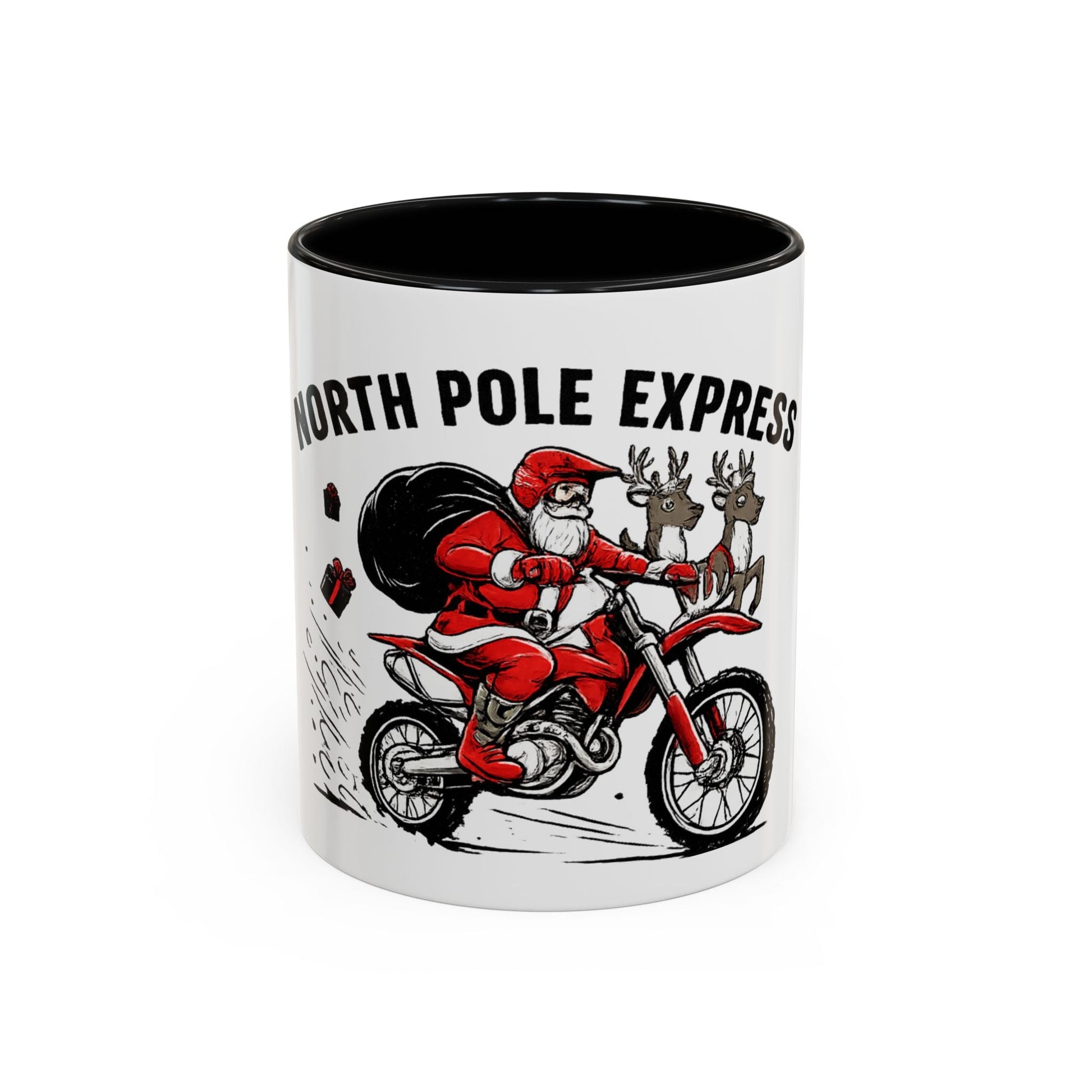 North Pole Express Motocross Santa Accent Mug - SJM Print Store