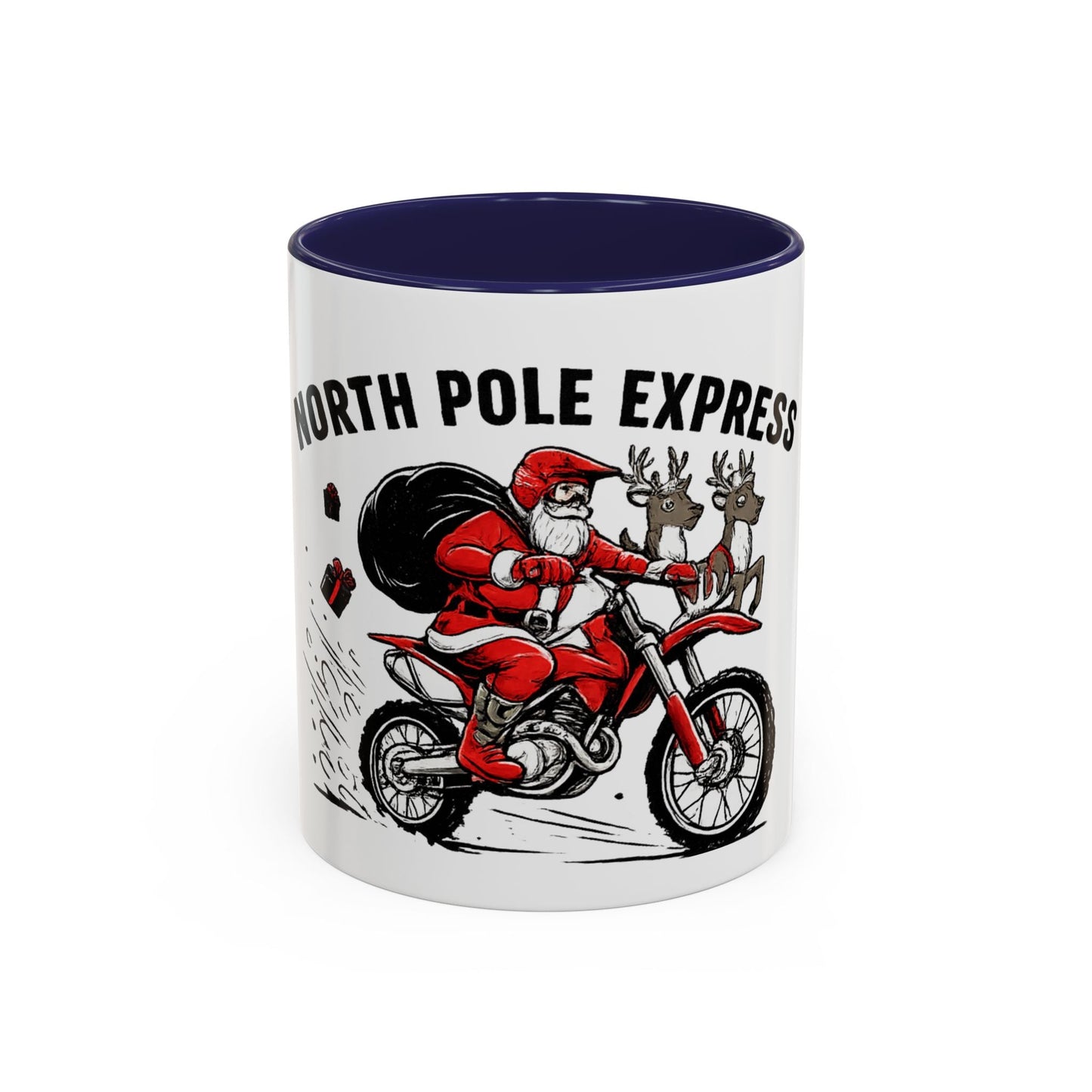 North Pole Express Motocross Santa Accent Mug - SJM Print Store