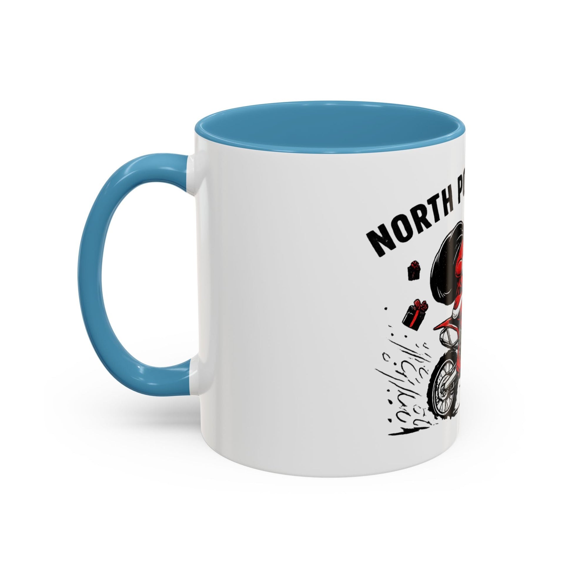 North Pole Express Motocross Santa Accent Mug - SJM Print Store