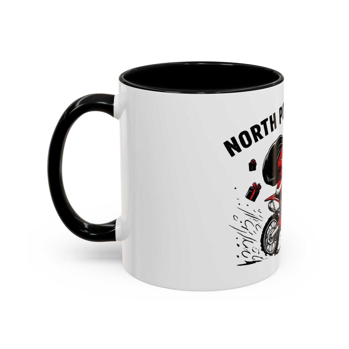 North Pole Express Motocross Santa Accent Mug - SJM Print Store